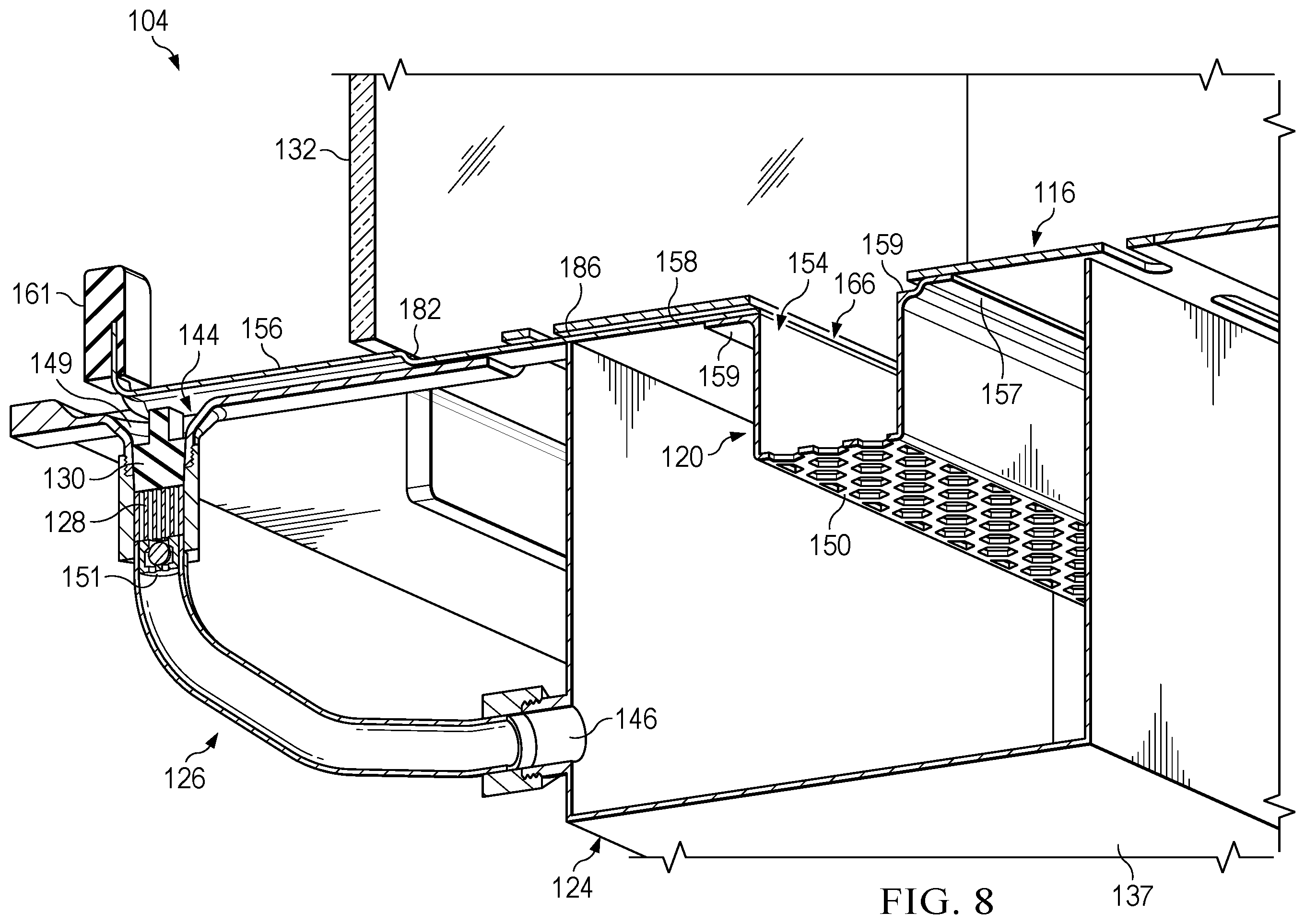Patent US12359805 Figure 8 – Burner system with integrated shutter and spaced apart fill port