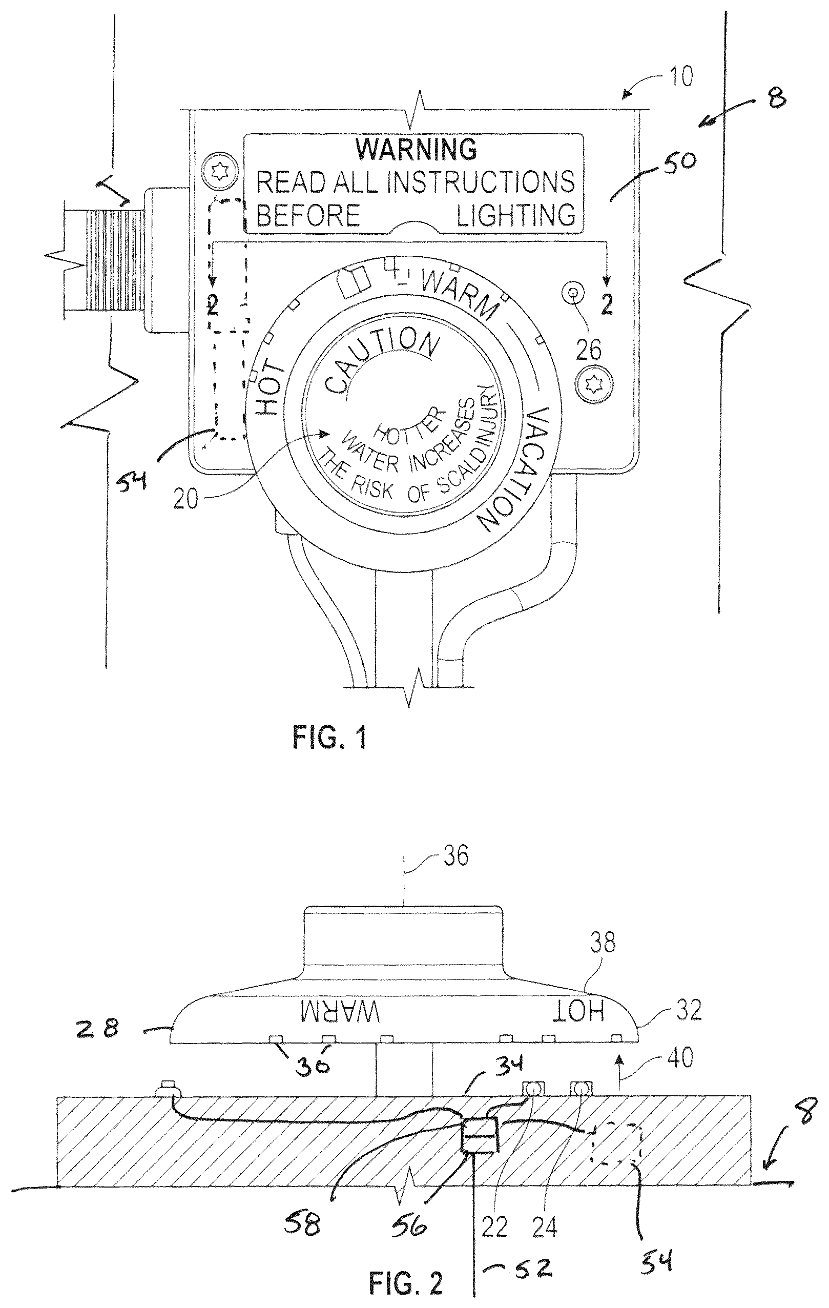 Patent US12359809 Figure 1 – Back lit temperature knob