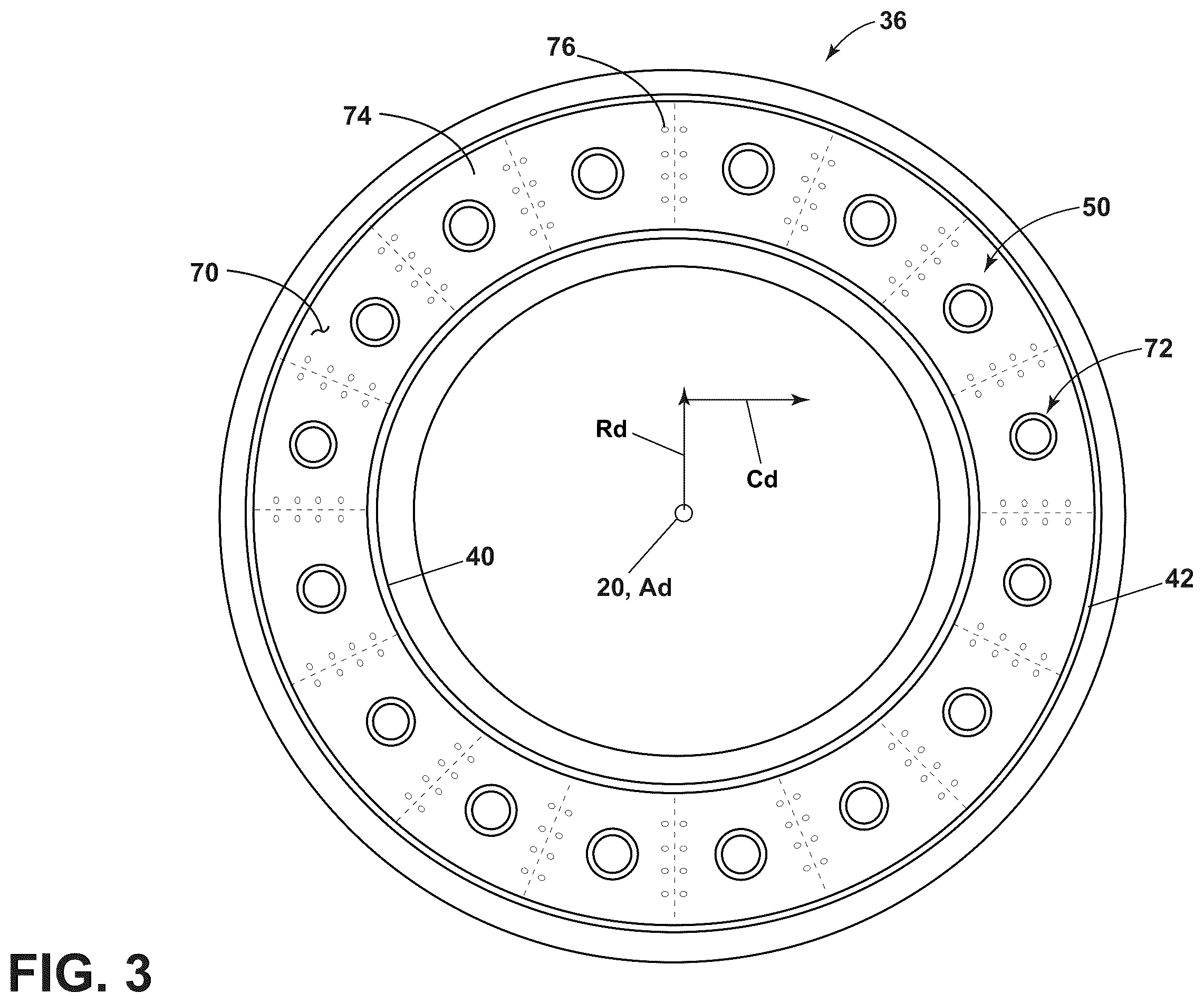 Patent US12359812 Figure 3 – Gas turbine engine combustor with openings