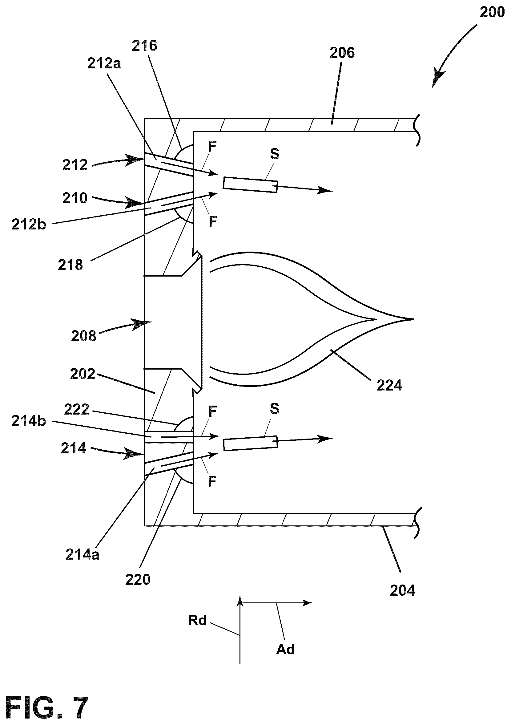 Patent US12359812 Figure 7 – Gas turbine engine combustor with openings