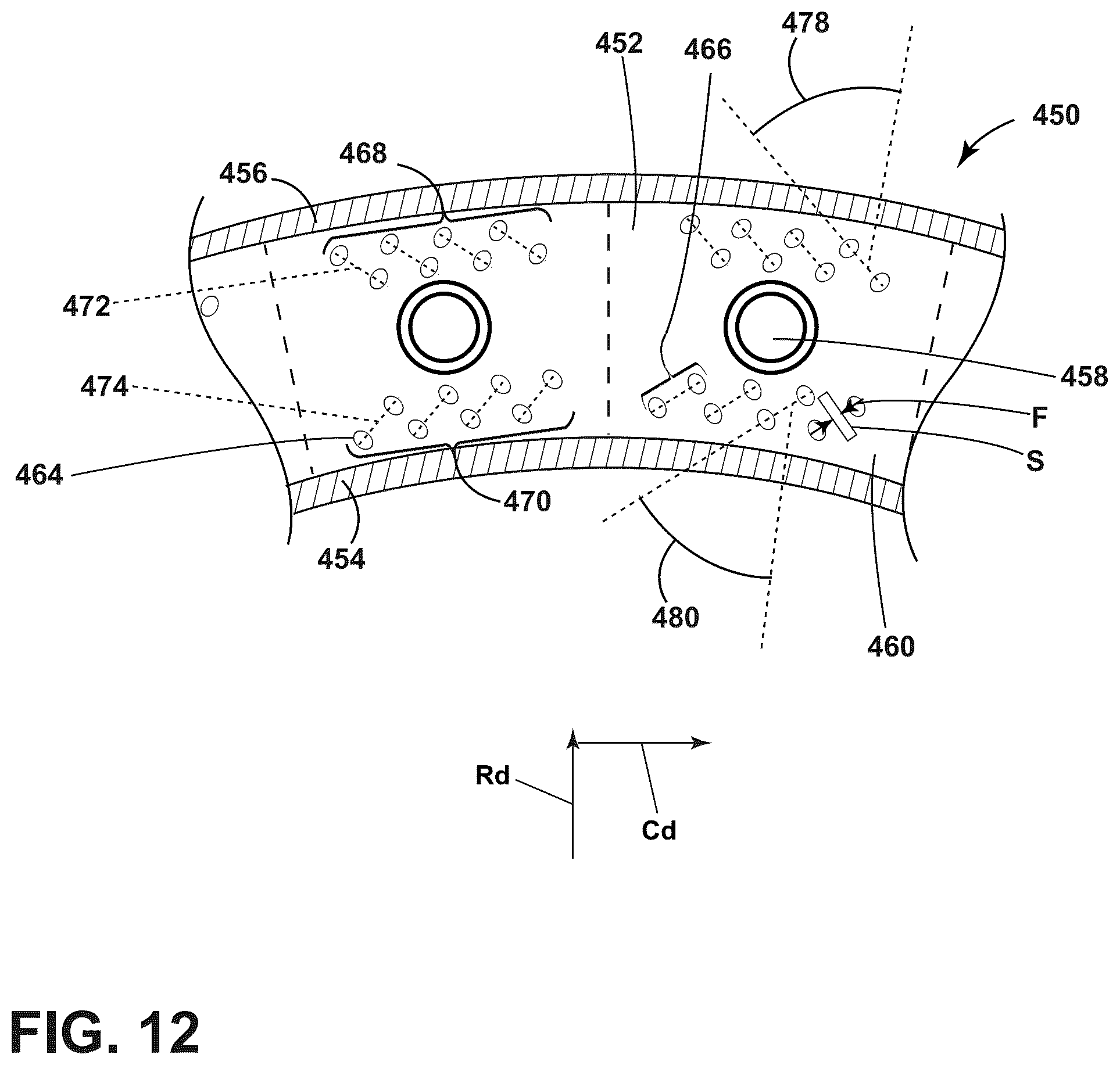 Patent US12359812 Figure 12 – Gas turbine engine combustor with openings