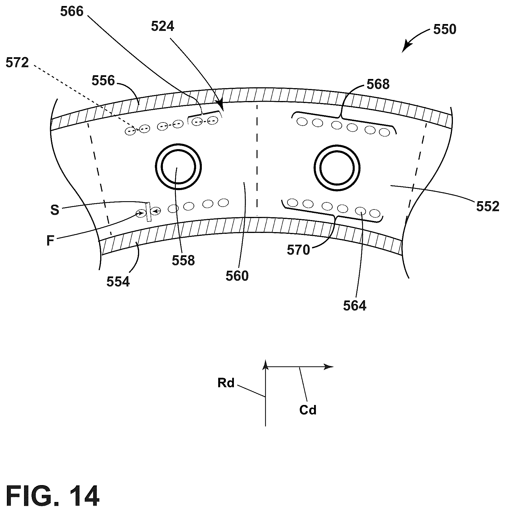 Patent US12359812 Figure 14 – Gas turbine engine combustor with openings