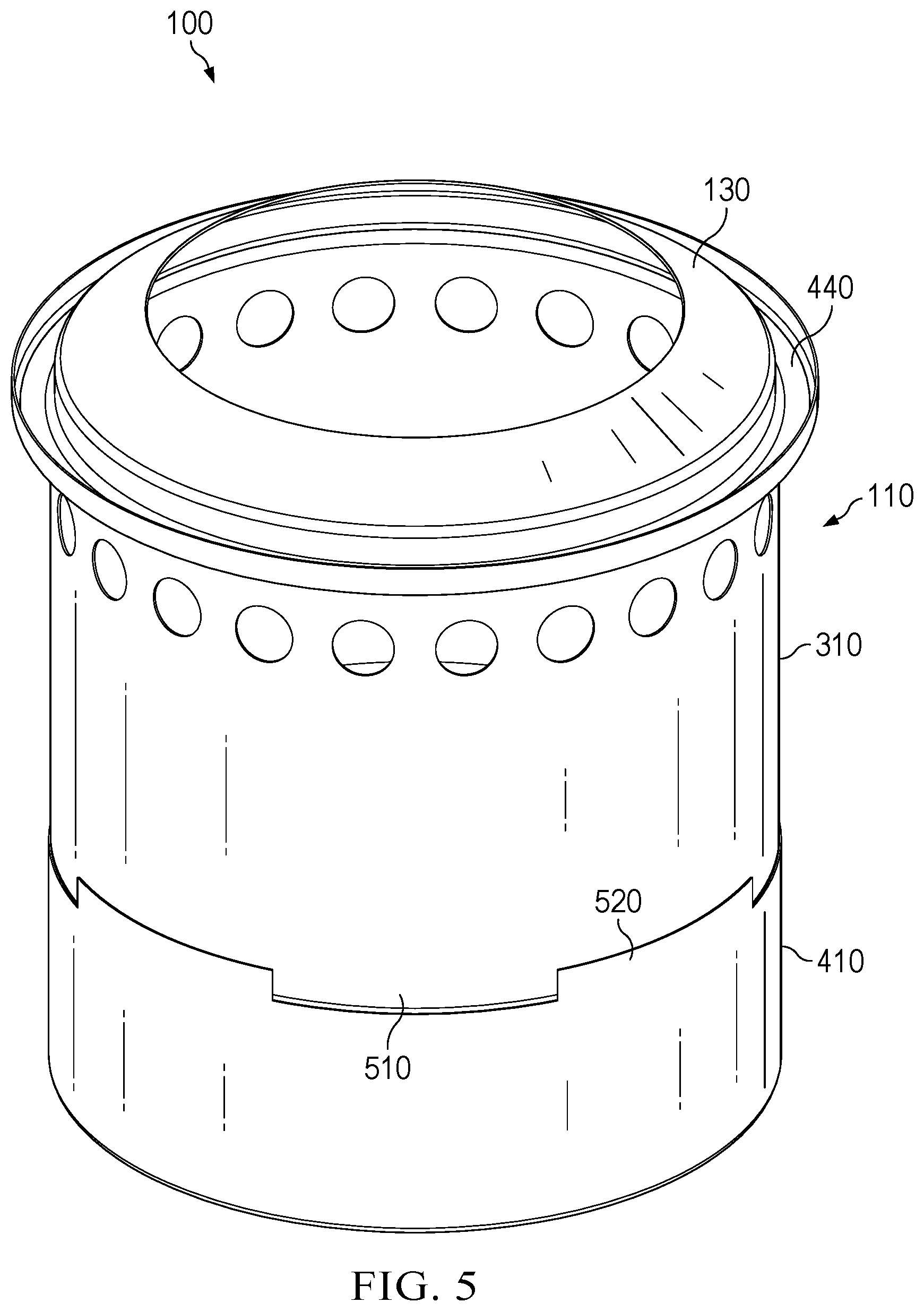Patent US12359817 Figure 5 – Portable stove with folding stand