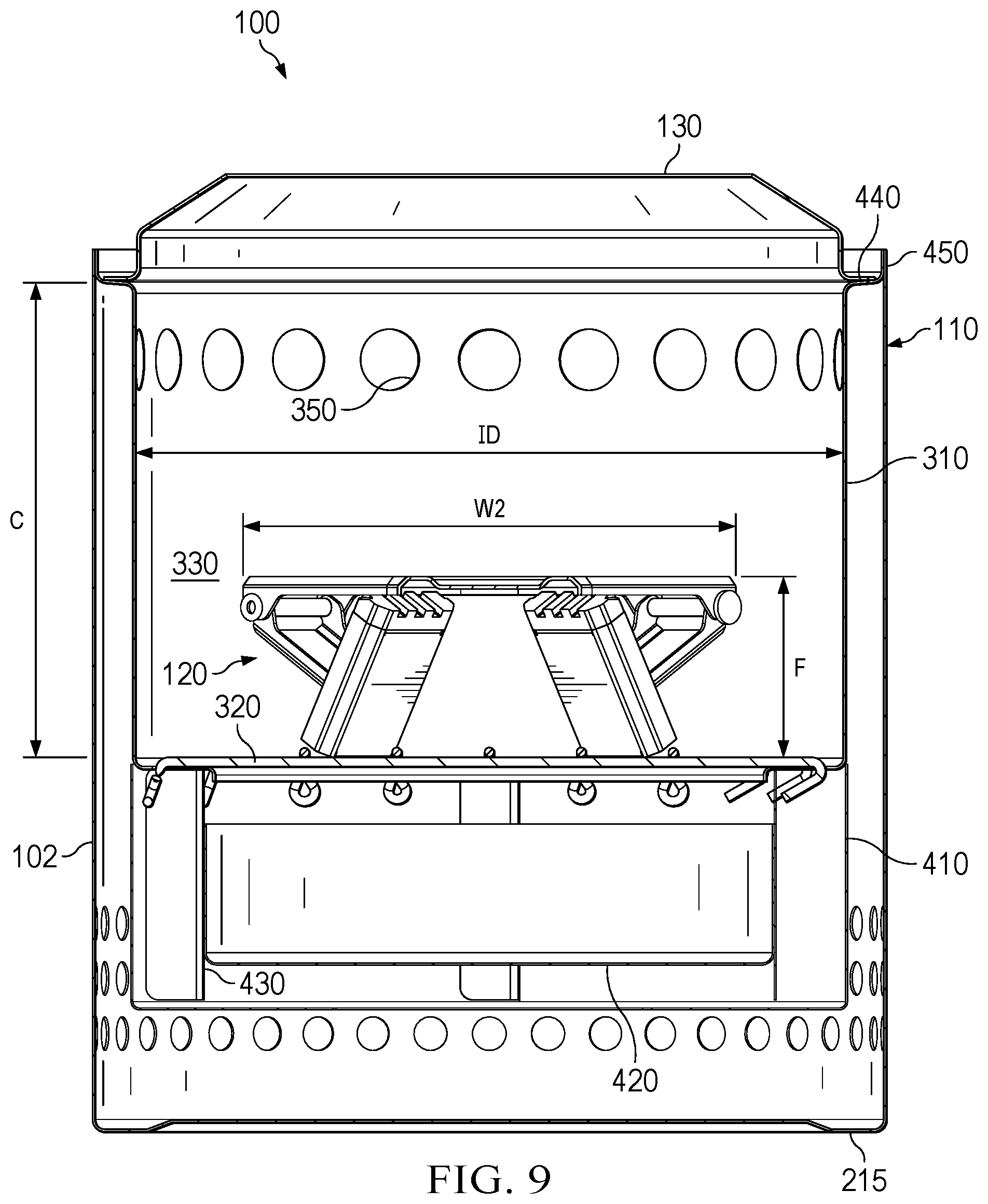 Patent US12359817 Figure 9 – Portable stove with folding stand