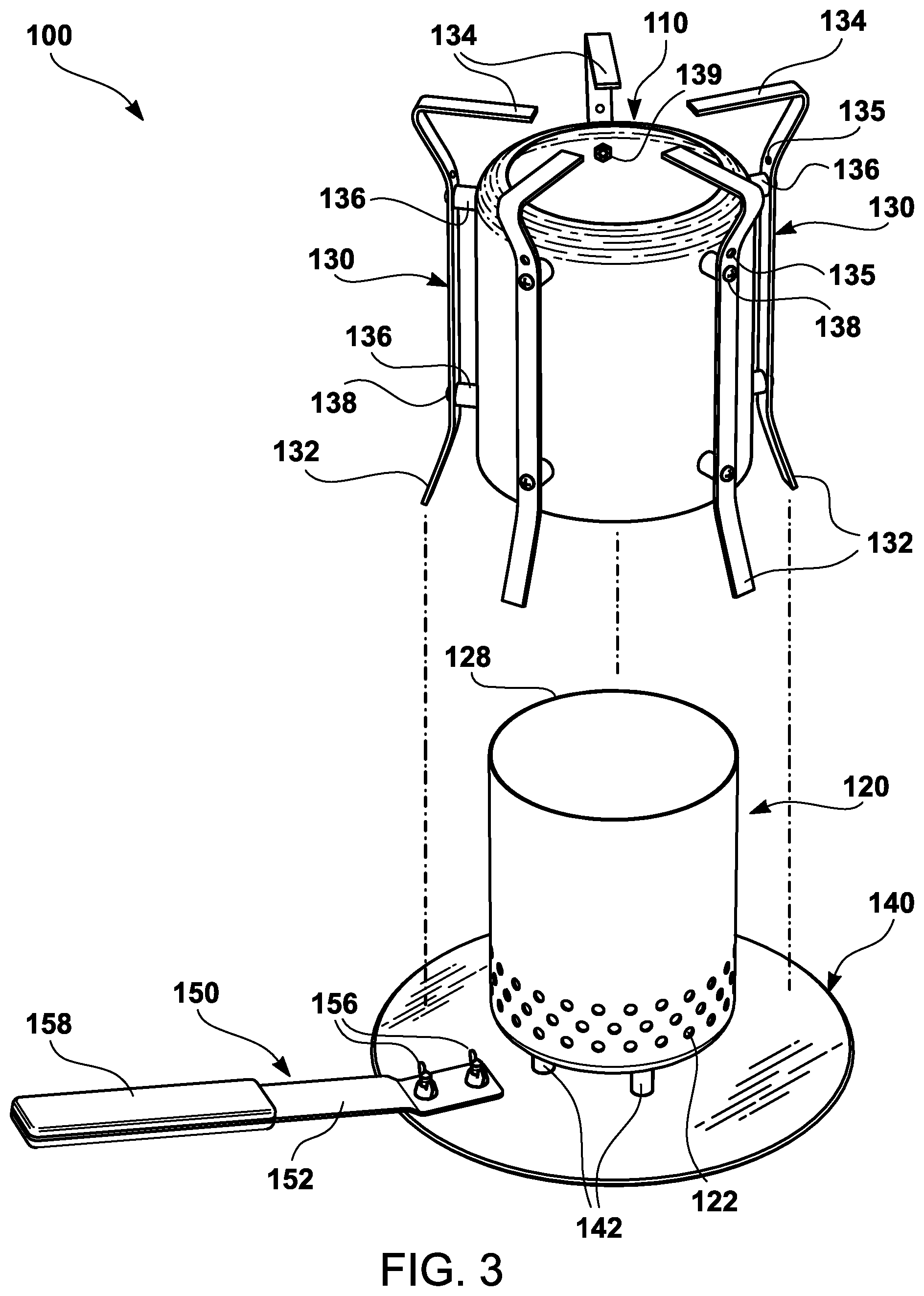 Patent US12359818 Figure 3 – Convertible biomass gasification stove