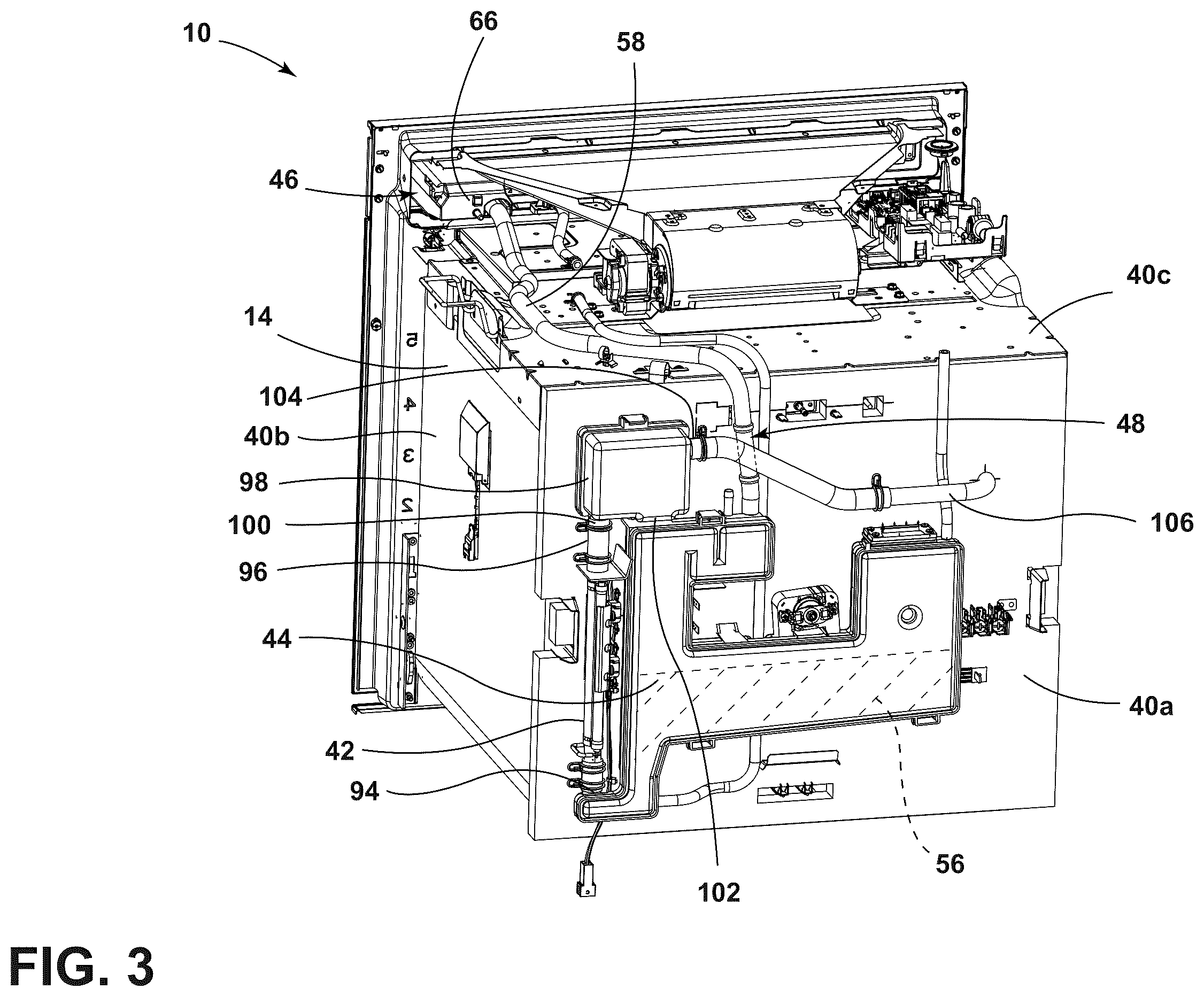Patent US12359824 Figure 3 – Oven with steam cooking functionality and desiccant to reduce steam backflow out of the oven
