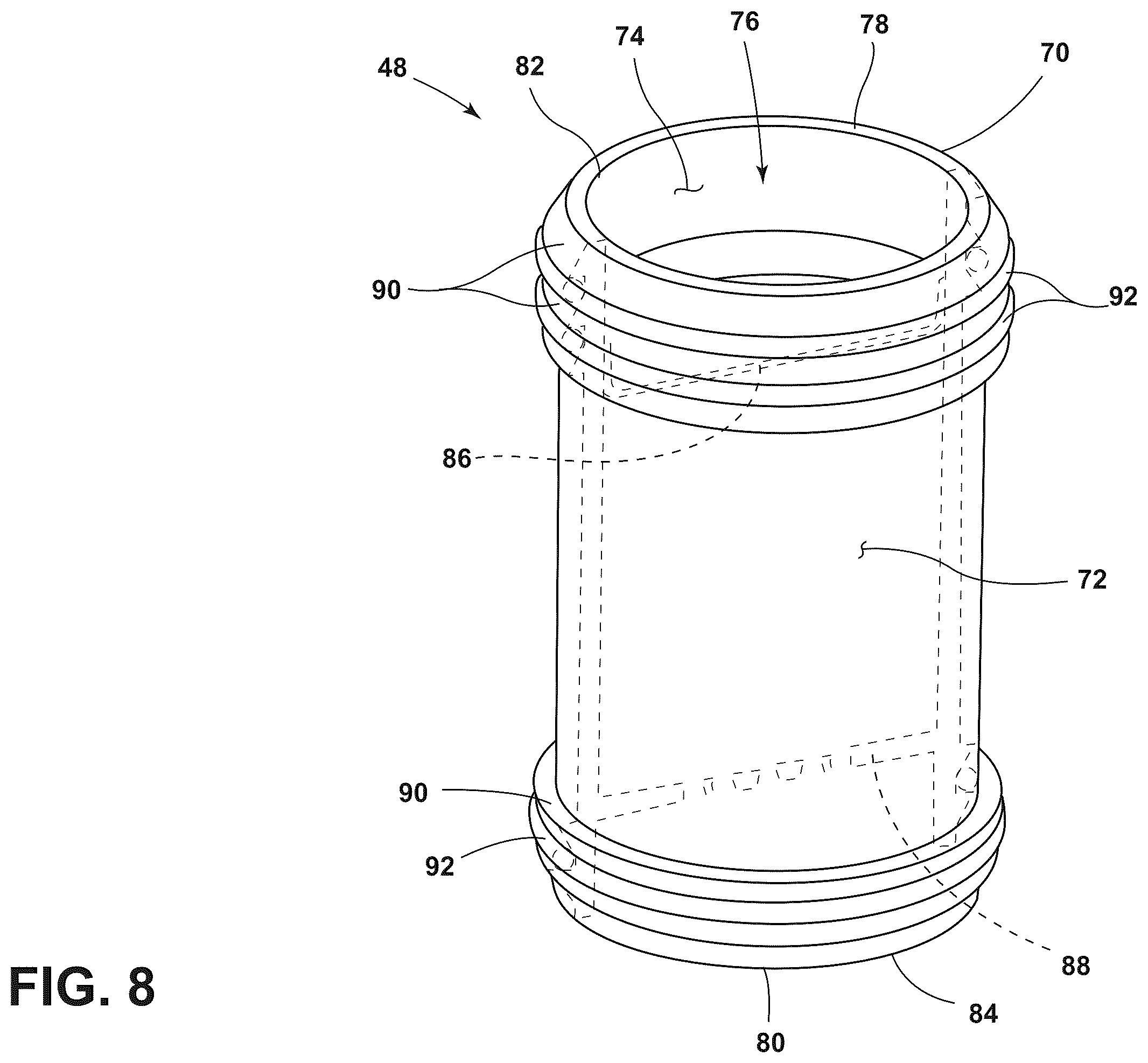 Patent US12359824 Figure 8 – Oven with steam cooking functionality and desiccant to reduce steam backflow out of the oven