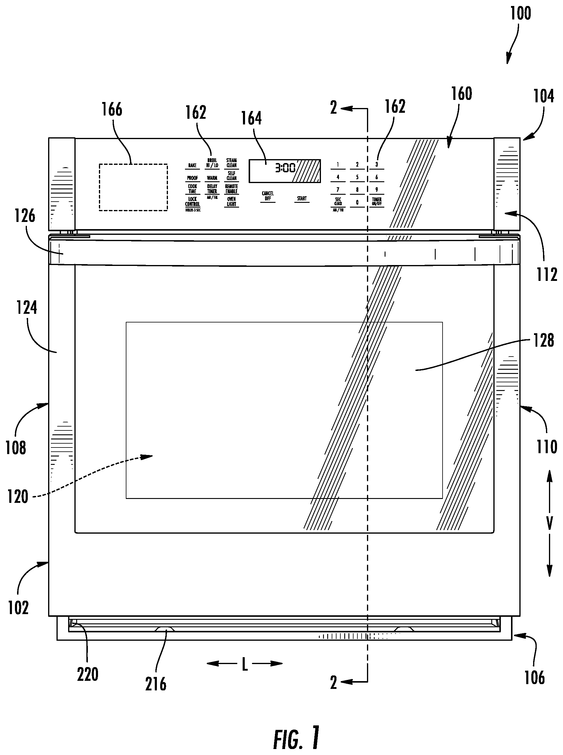 Patent US12359825 — Mesh screen to prevent access to hot surfaces within an oven appliance — Figure 1