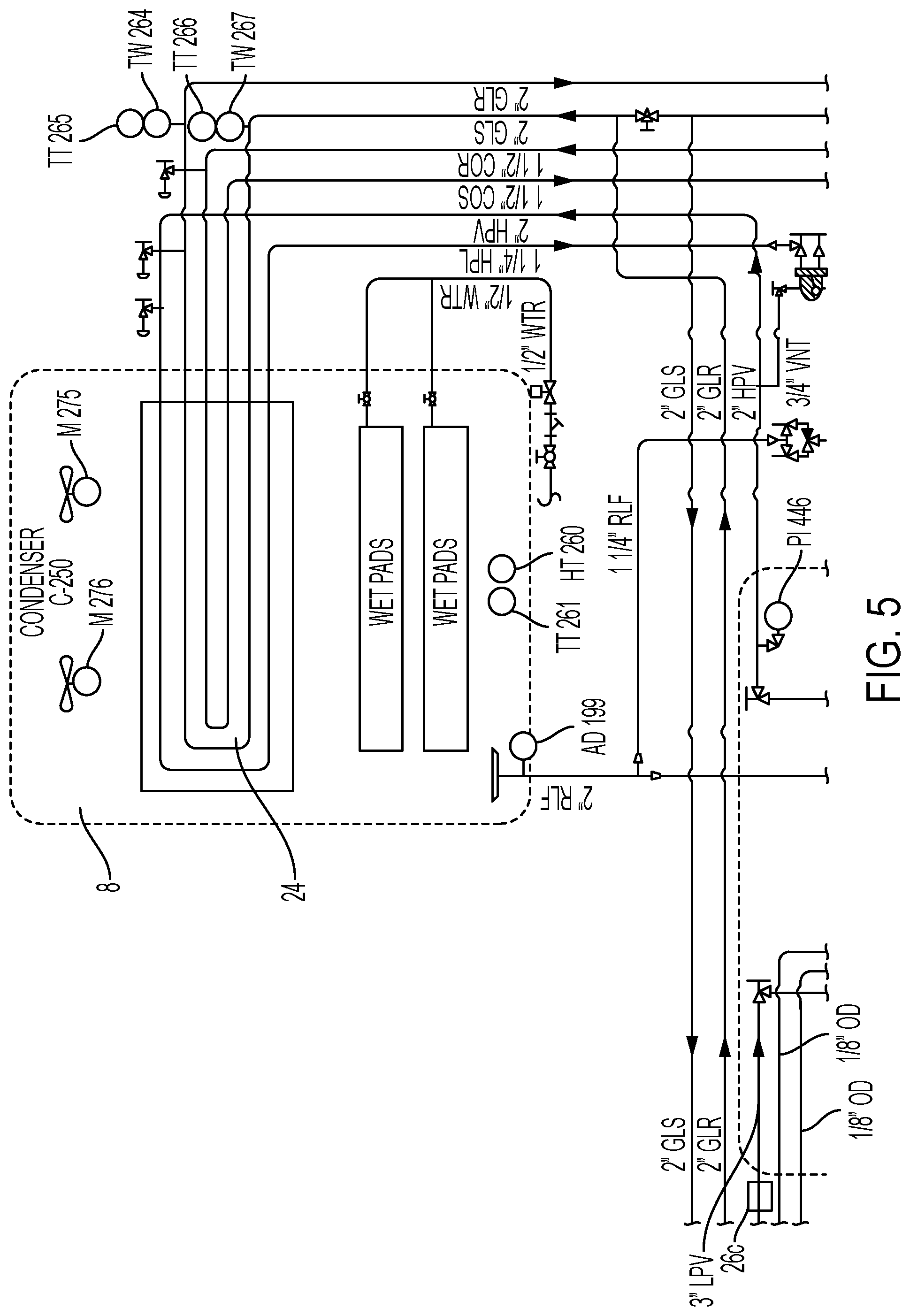 Patent US12359828 Figure 7 – Low charge packaged ammonia refrigeration system with evaporative condenser