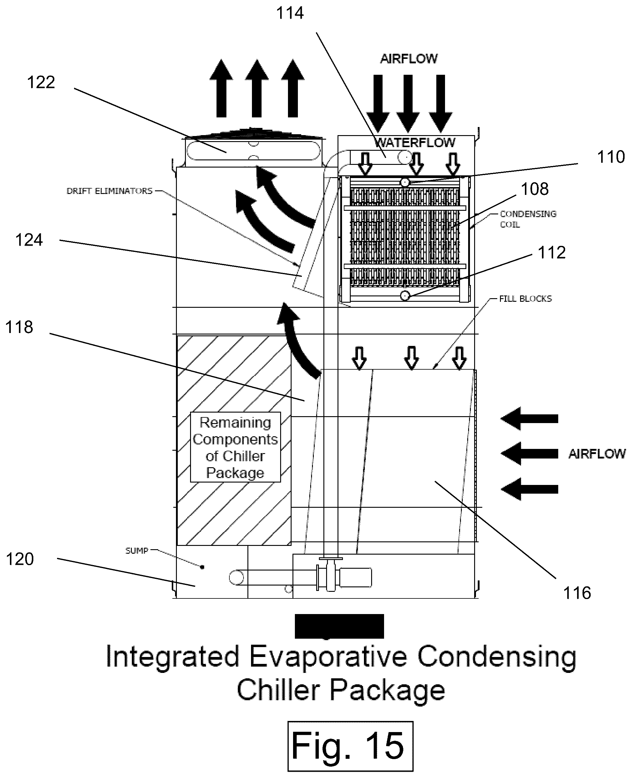 Patent US12359828 Figure 17 – Low charge packaged ammonia refrigeration system with evaporative condenser