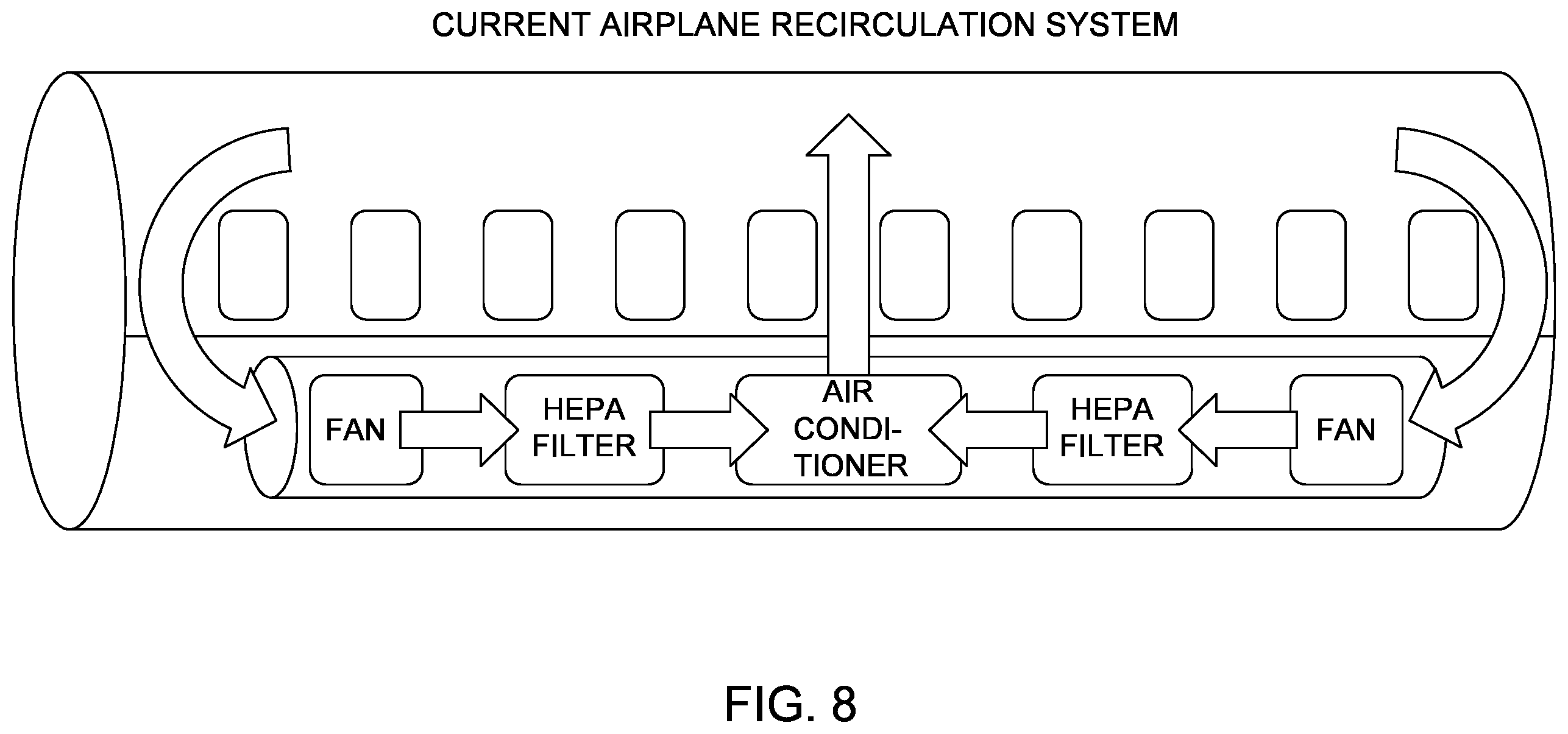 Patent US12359829 Figure 8 – Treatment of air streams with electromagnetic removal of viruses and charged pathogens