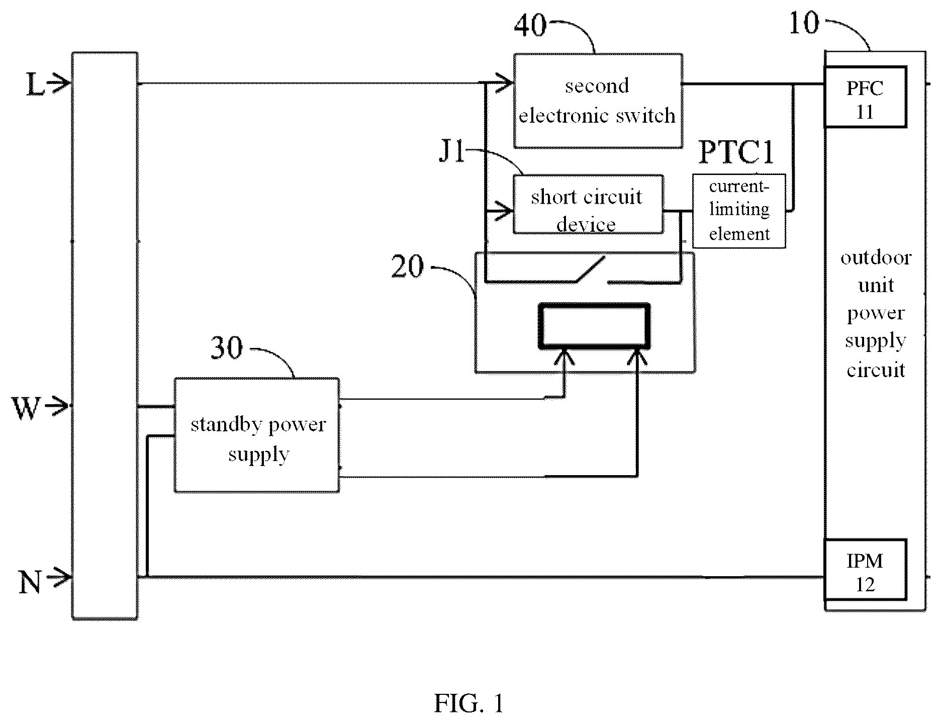 Patent US12359839 — Control circuit for air conditioner outdoor unit, electric control component and air conditioner — Figure 1