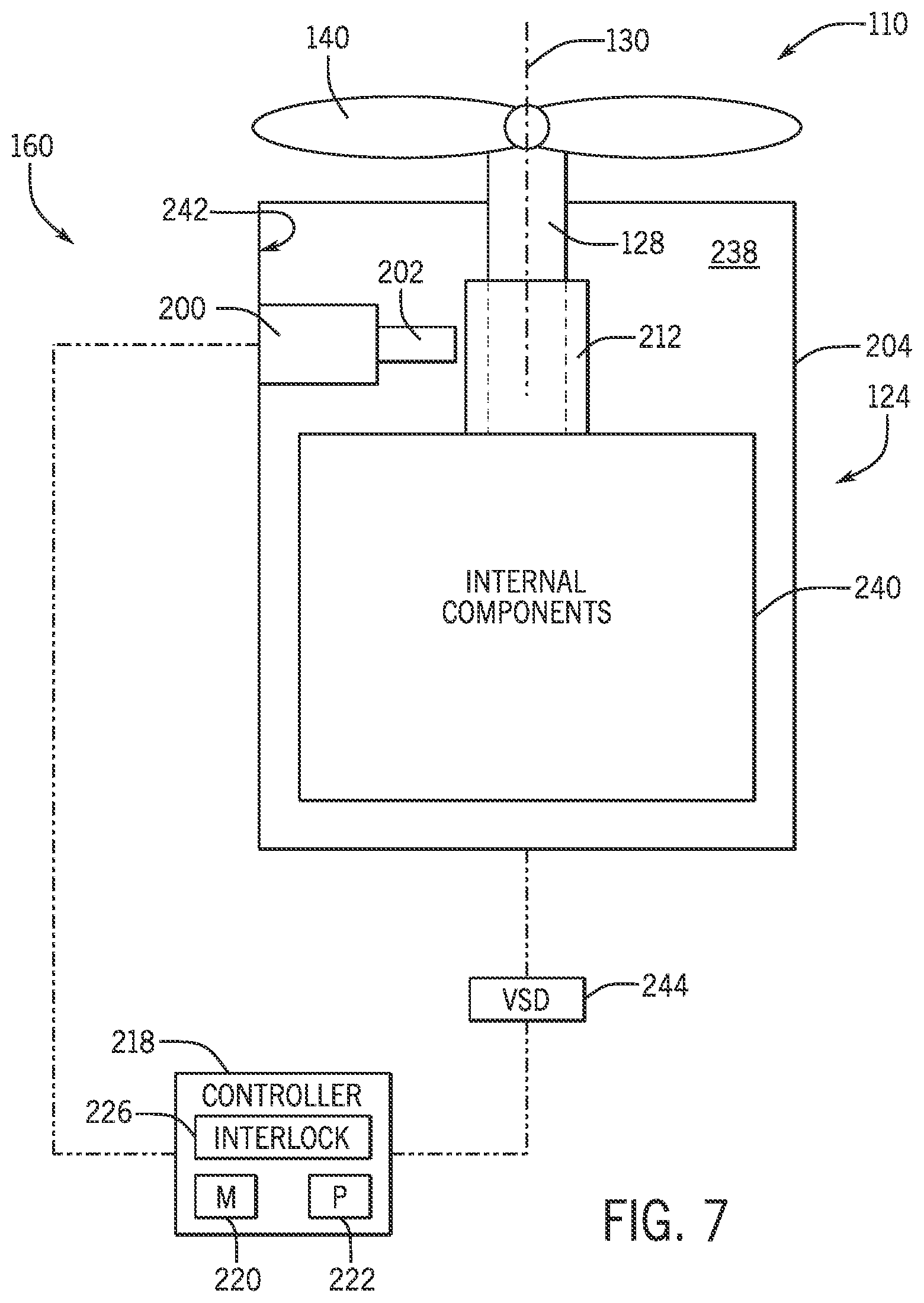 Patent US12359842 Figure 7 – Condenser fan rotation restriction system