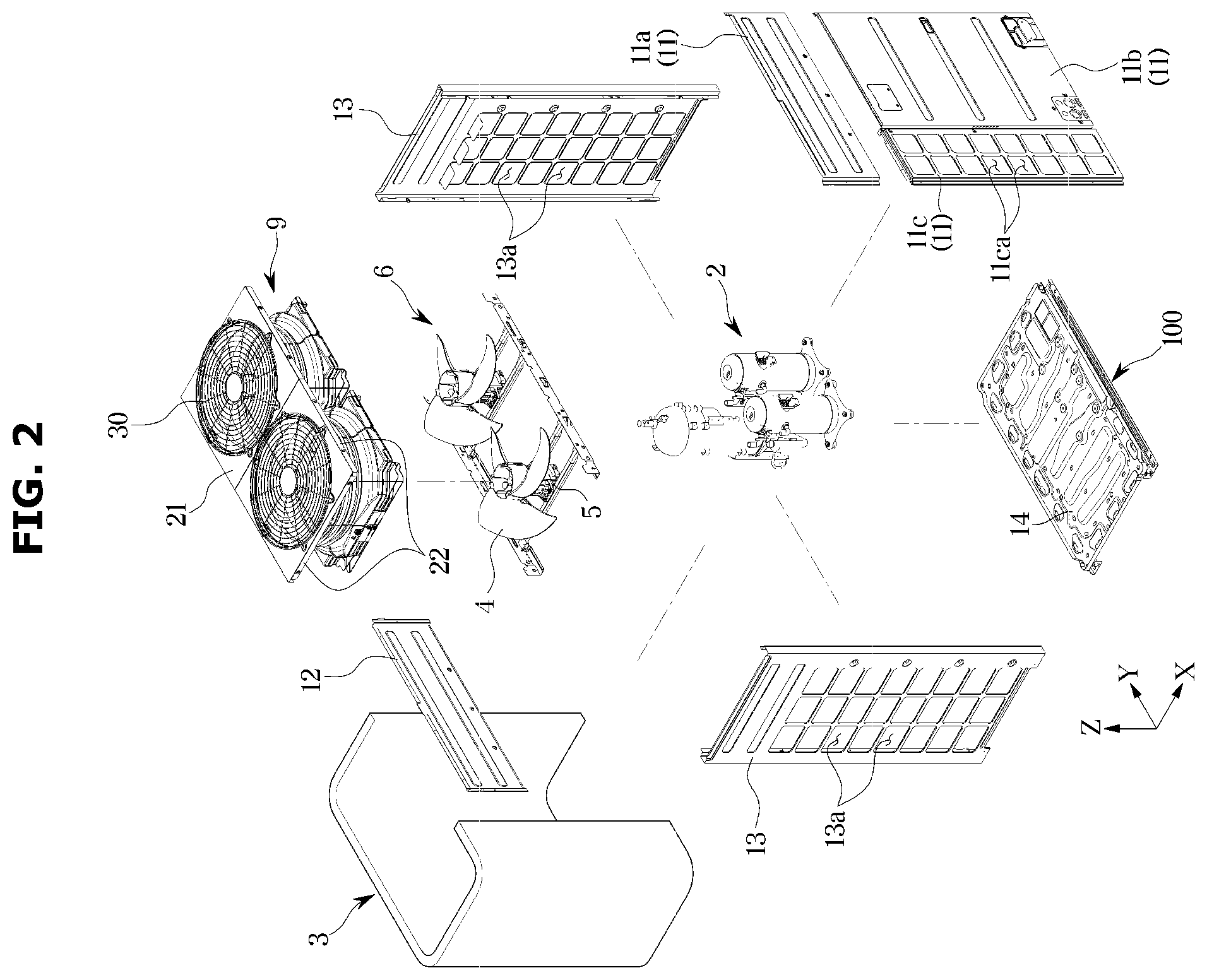 Patent US12359844 Figure 2 – Outdoor unit of air conditioner