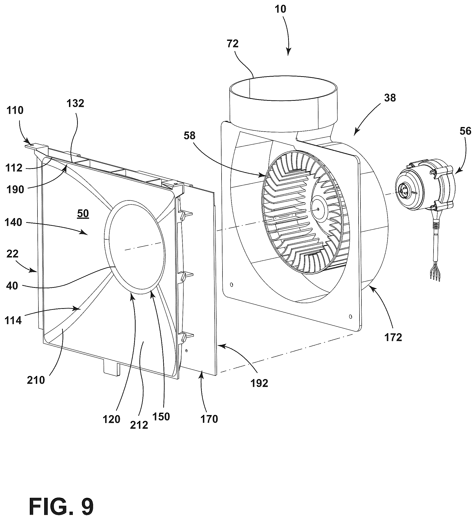 Patent US12359845 Figure 9 – Air funnel for a heat pump system of a water heater