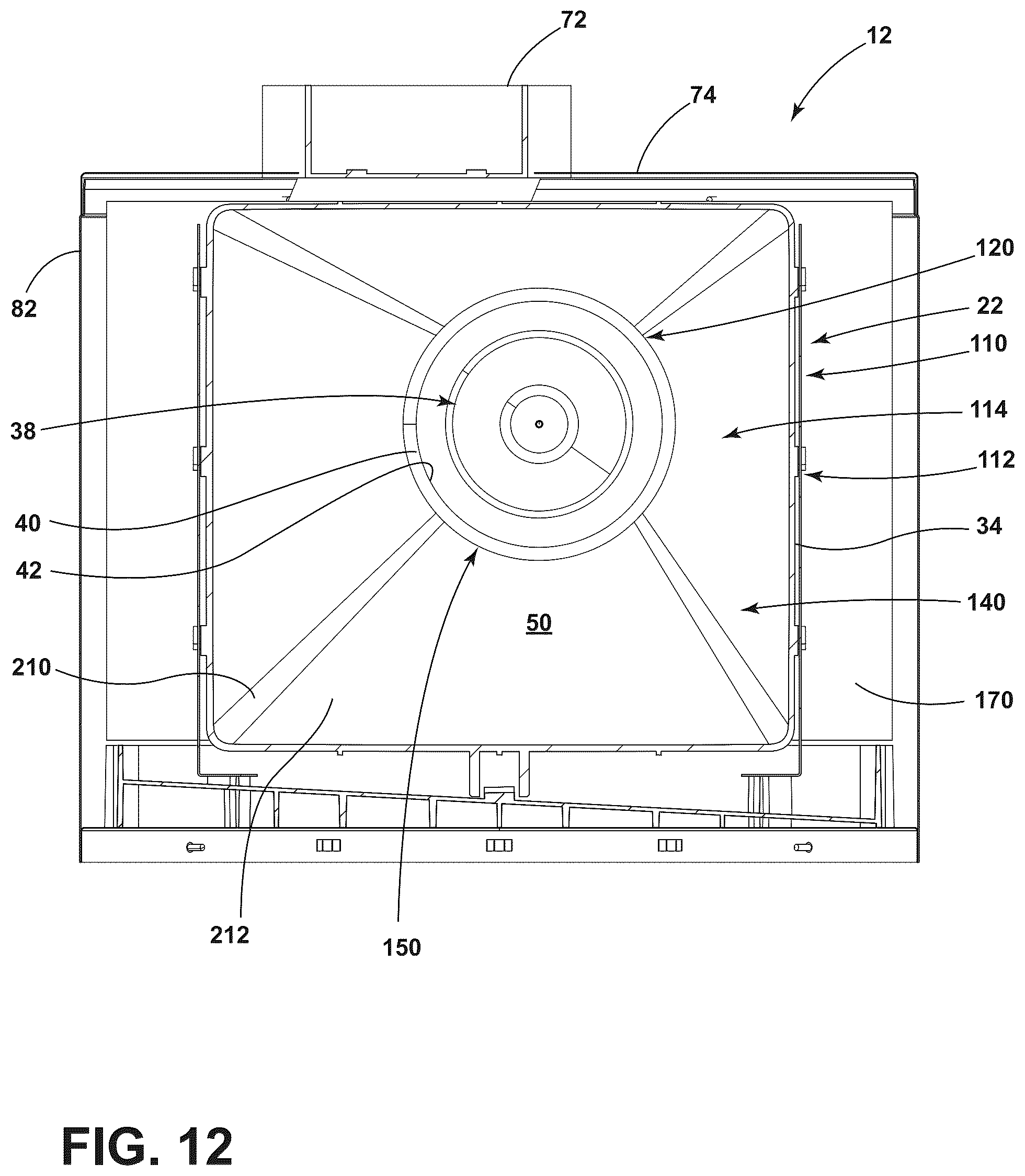 Patent US12359845 Figure 12 – Air funnel for a heat pump system of a water heater