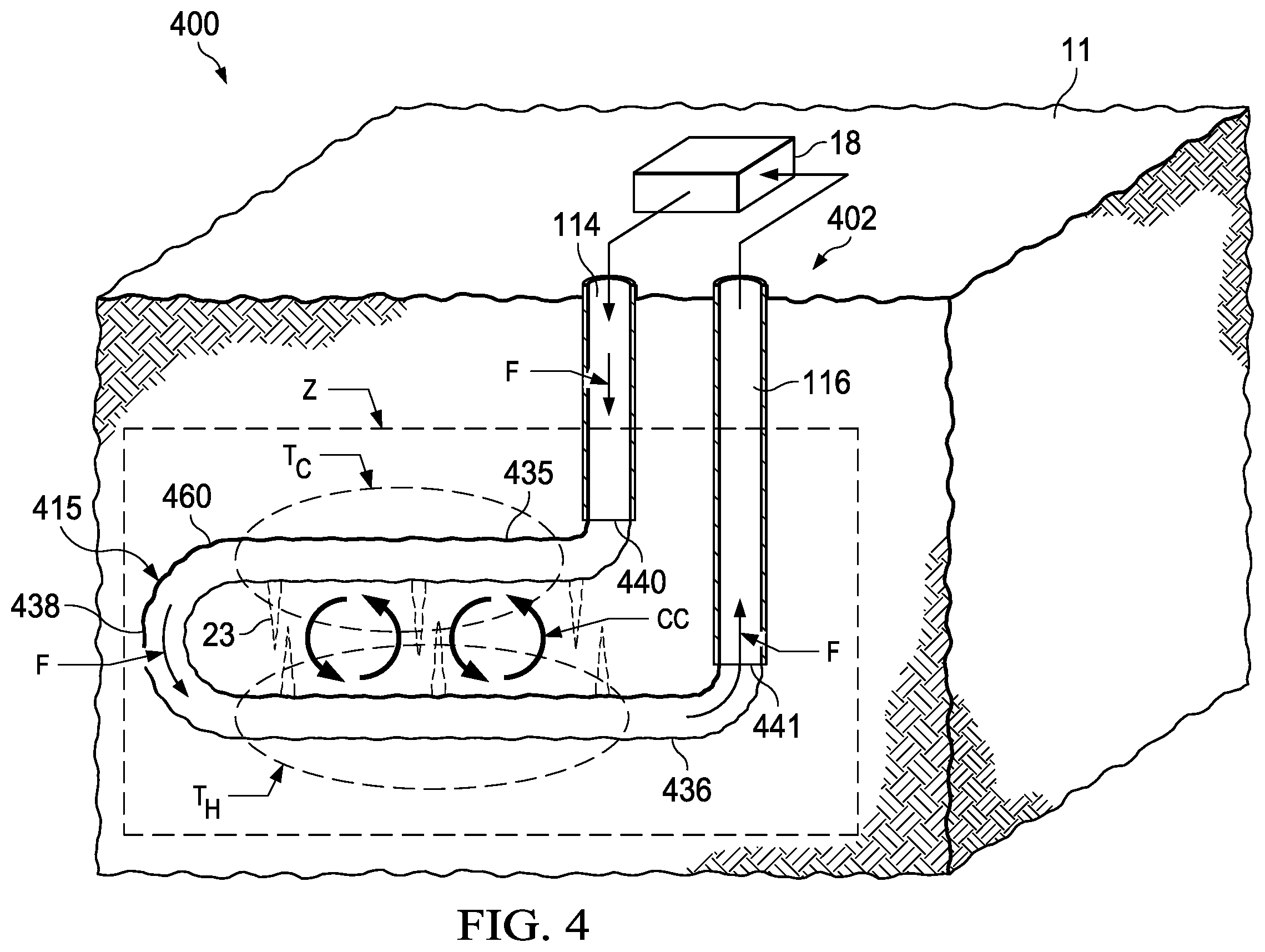 Patent US12359850 Figure 5 – Construction and operation of geothermal wells