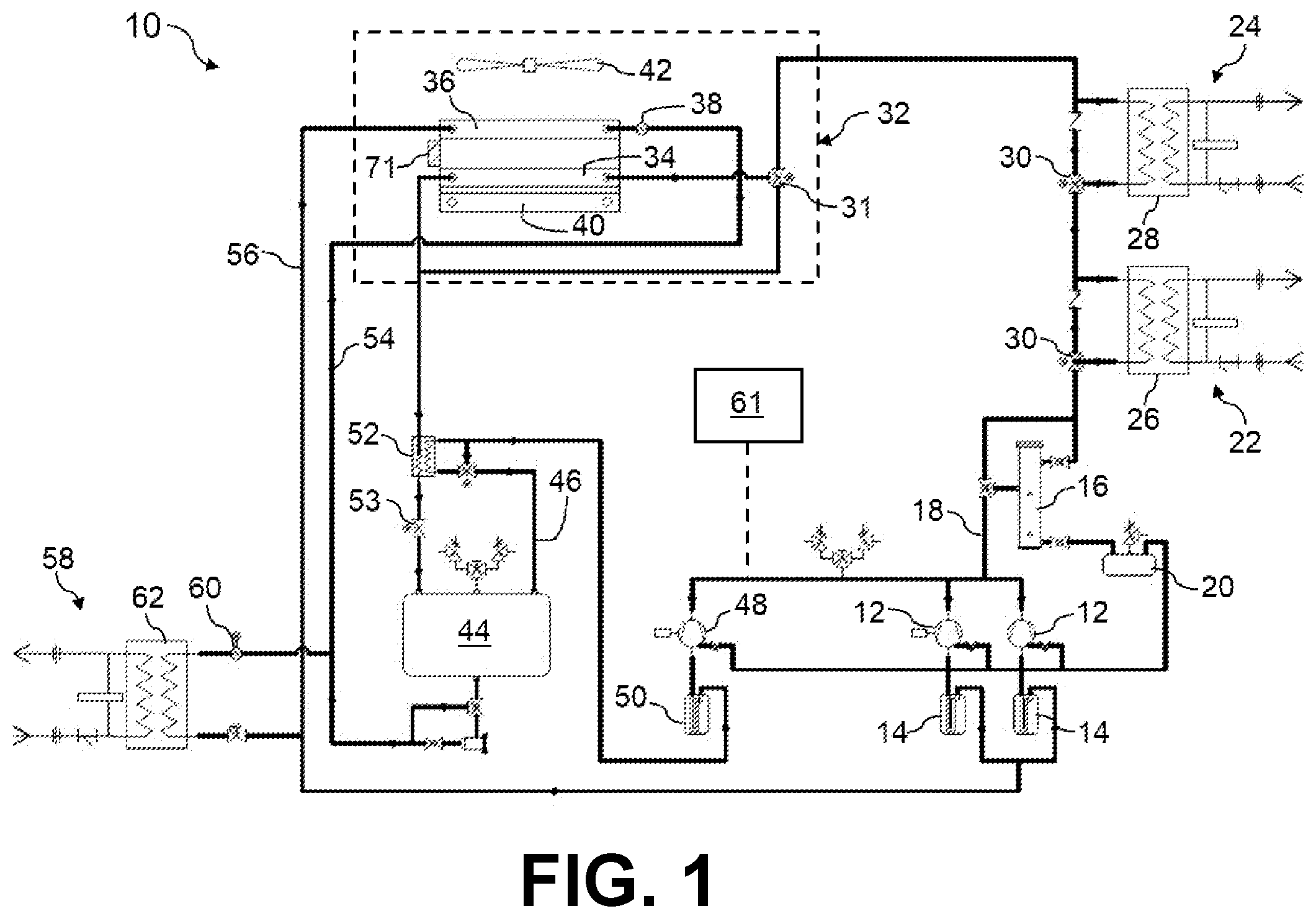 Patent US12359854 Figure 1 – Gas cooler assembly for transcritical refrigeration system
