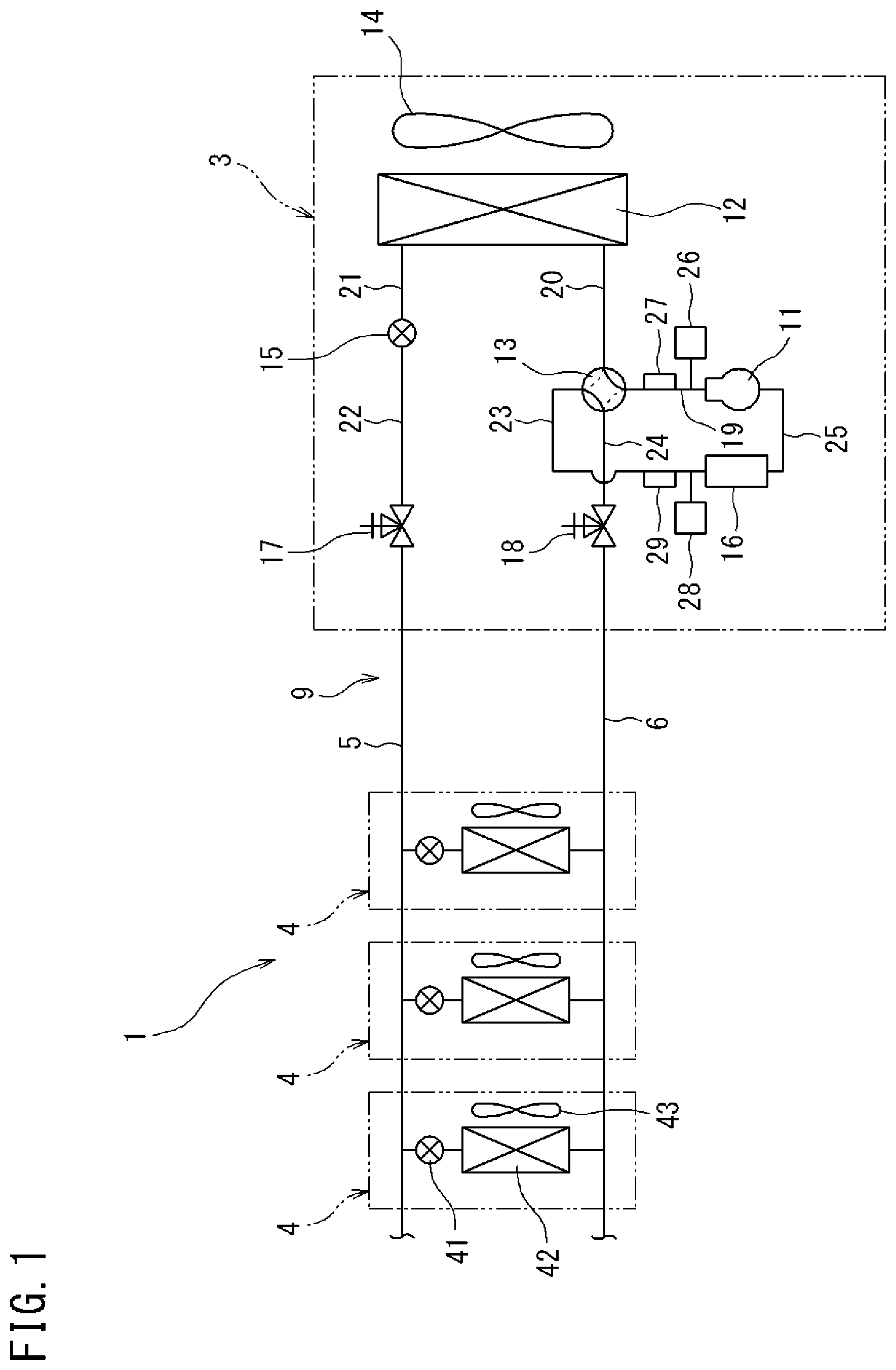 Patent US12359855 Figure 1 – Refrigerant recovery control device and refrigerant recovery control system