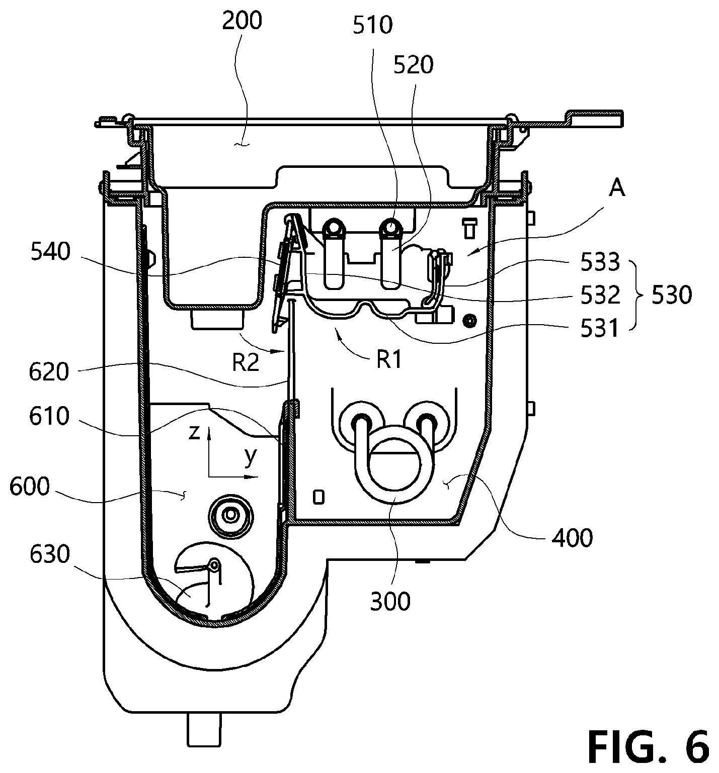 Patent US12359859 Figure 6 – Water purifier having ice-maker