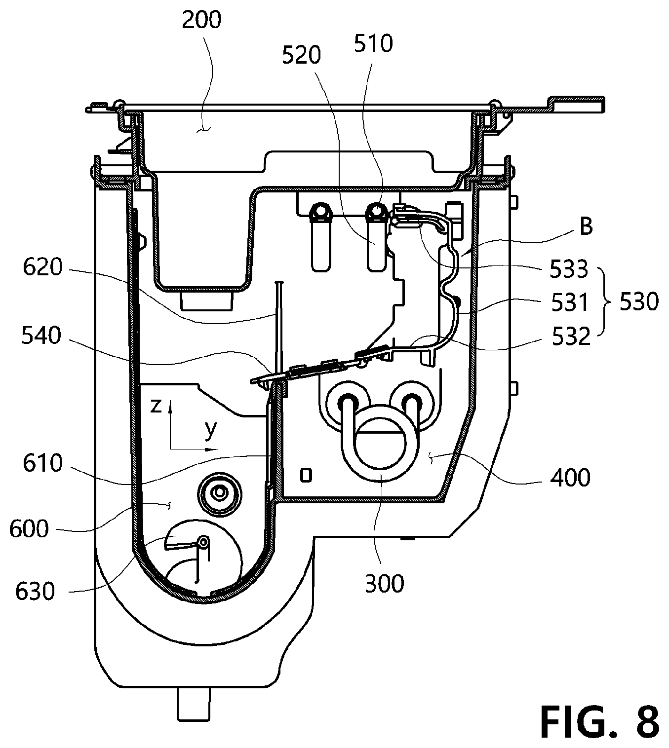 Patent US12359859 Figure 8 – Water purifier having ice-maker