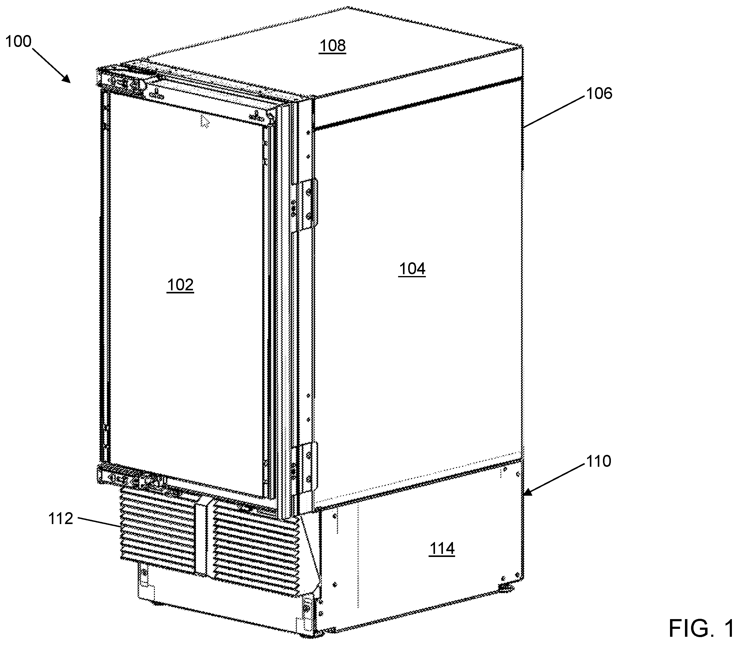 Patent US12359860 Figure 1 – Backstop for an ice maker