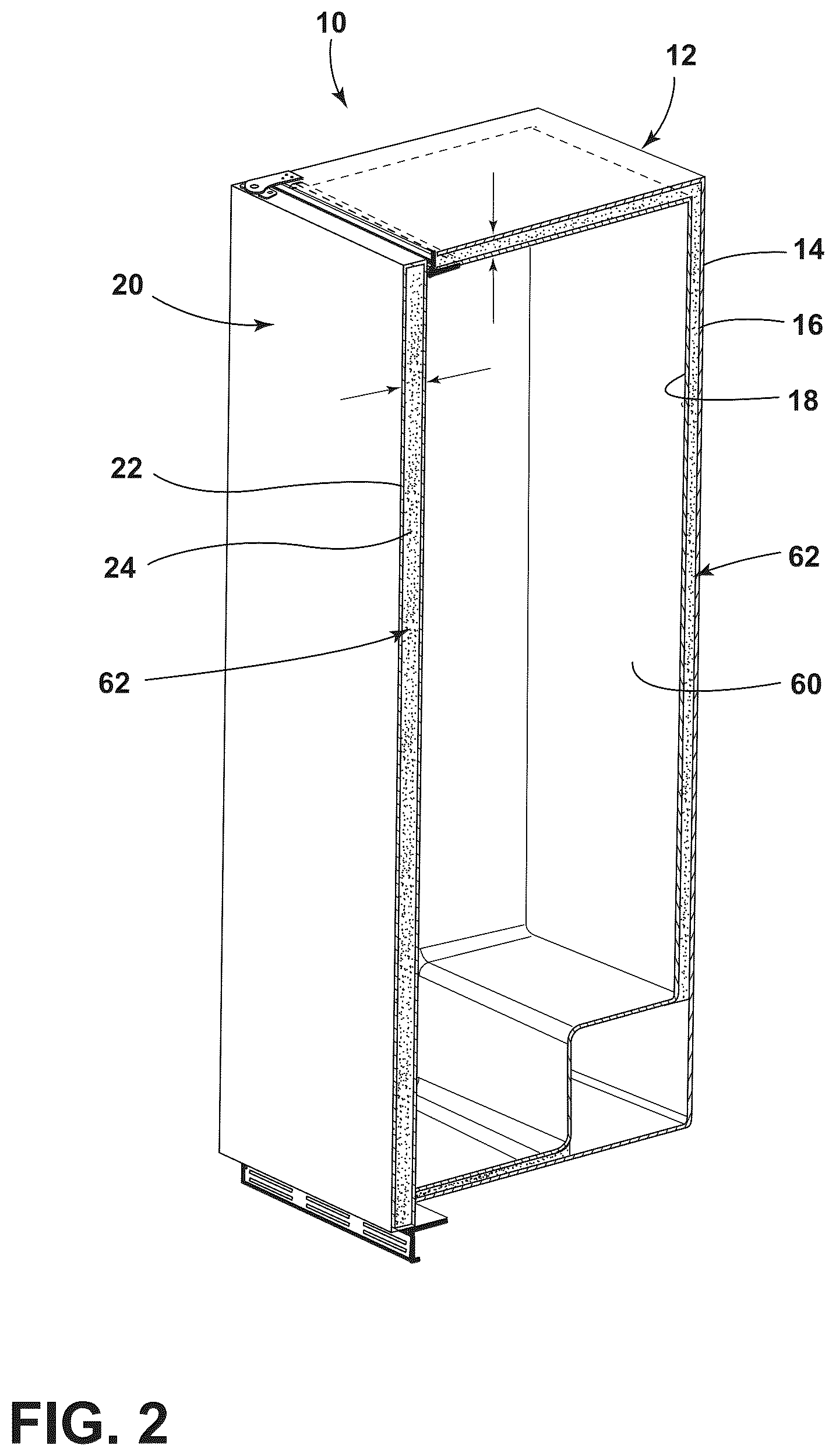 Patent US12359867 Figure 2 – Door storage assembly
