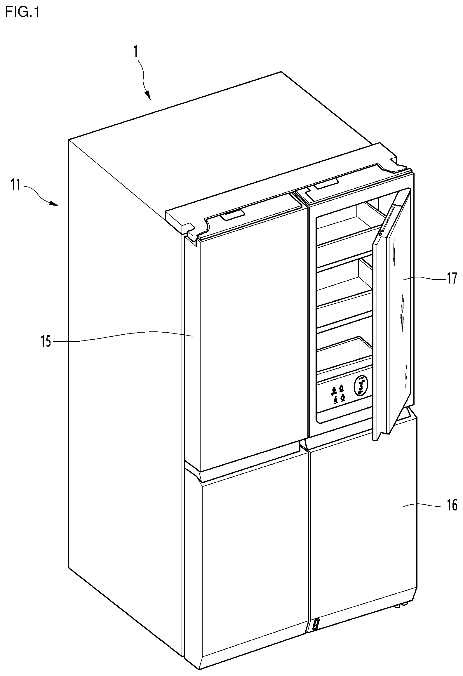 Patent US12359869 Figure 1 – Refrigerator and method for controlling same