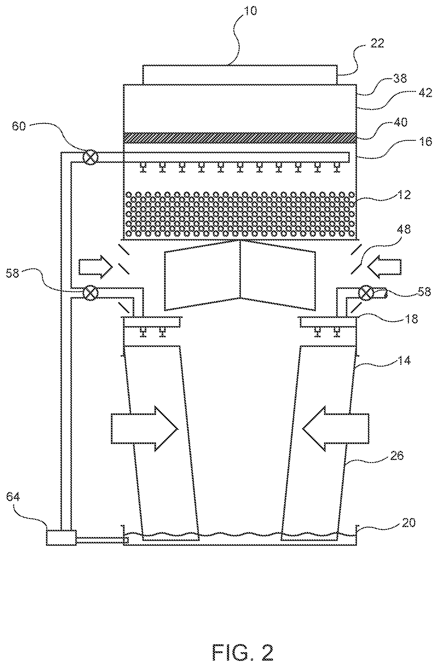 Patent US12359874 Figure 2 – Multiple mode hybrid heat exchanger