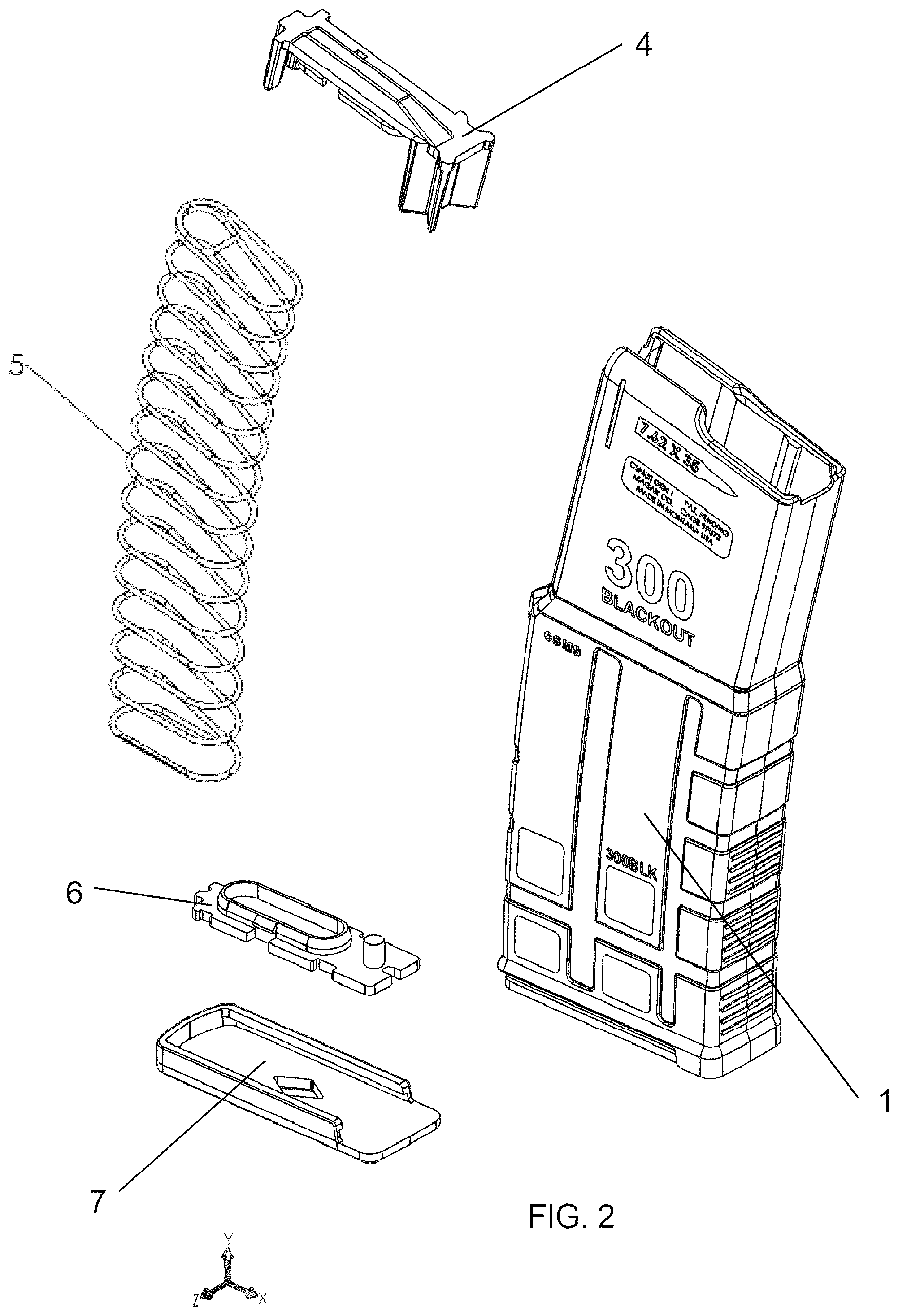 Patent US12359884 Figure 2 – Caliber select magazine system