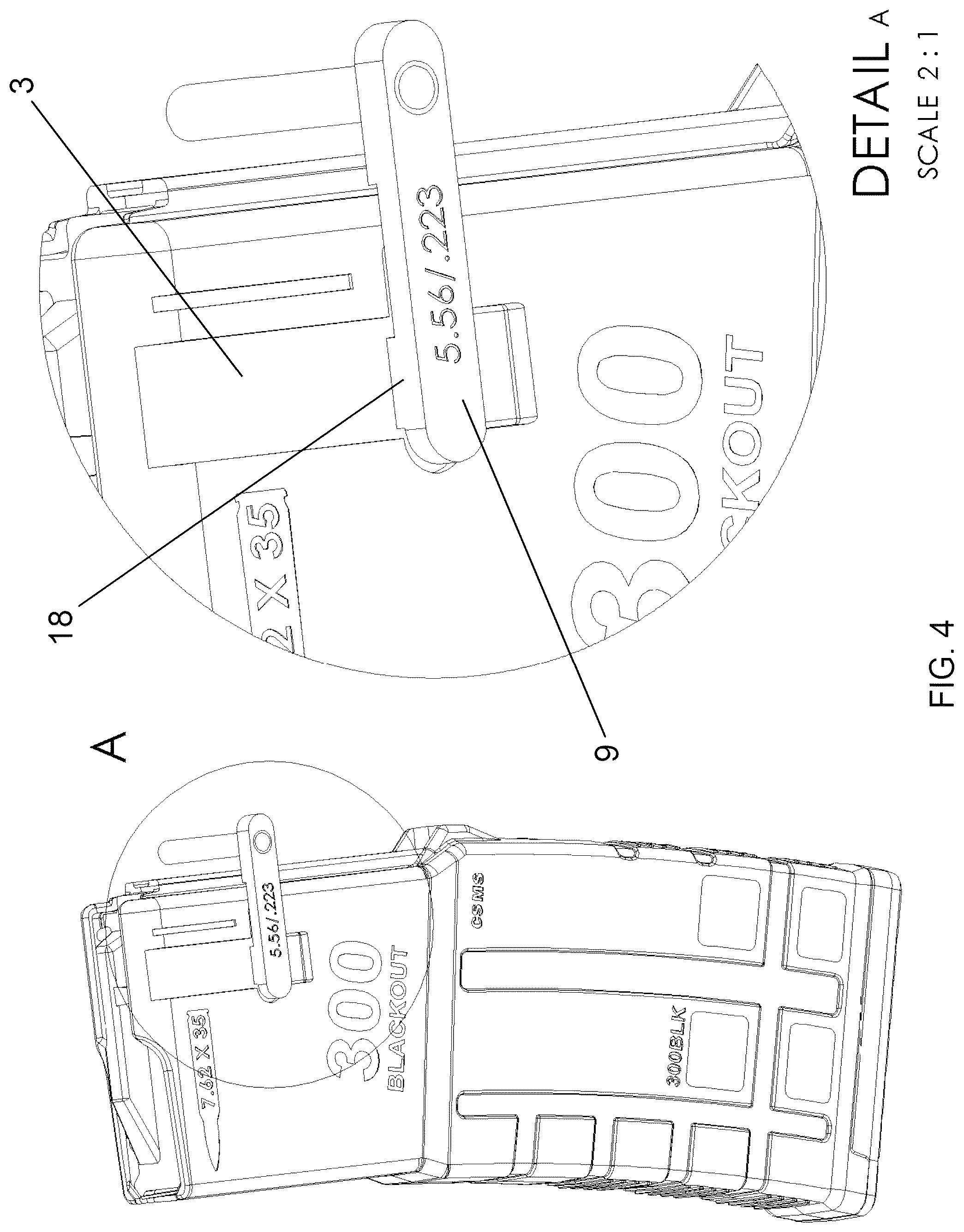Patent US12359884 Figure 4 – Caliber select magazine system