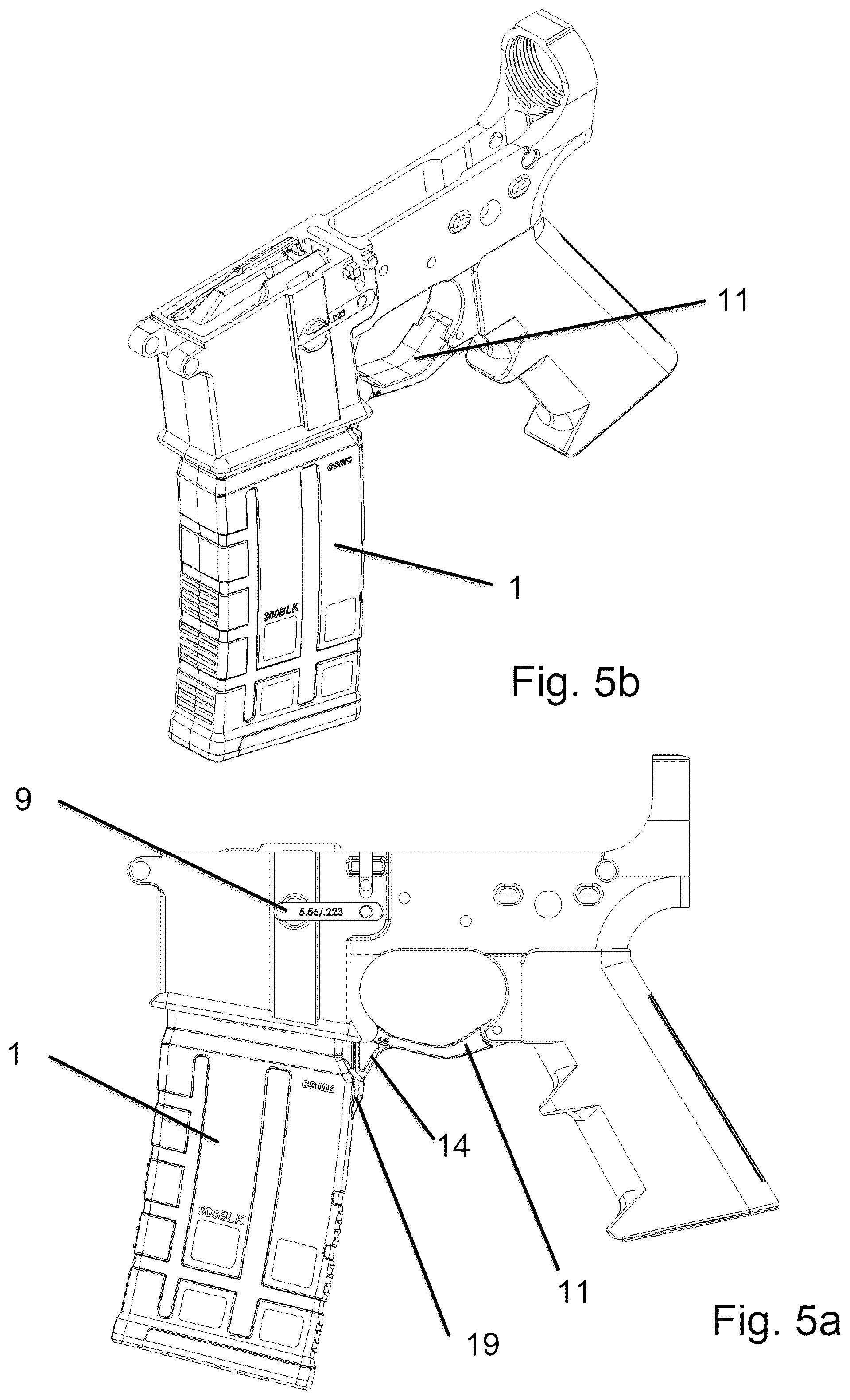 Patent US12359884 Figure 5 – Caliber select magazine system