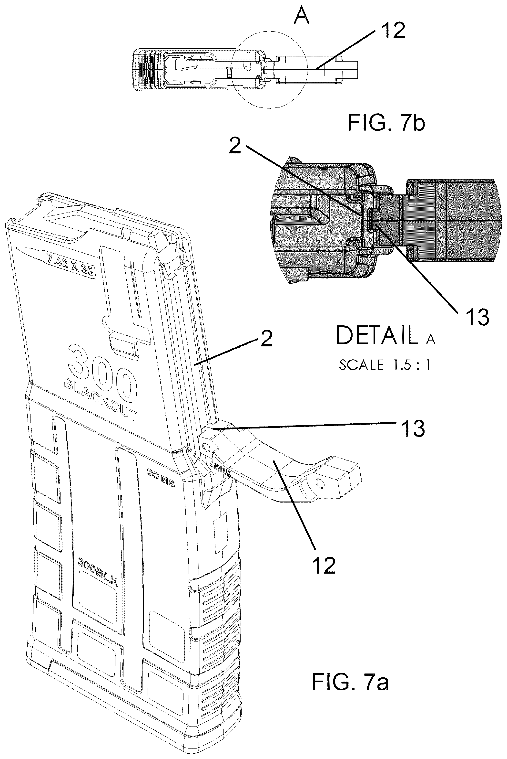 Patent US12359884 Figure 7 – Caliber select magazine system
