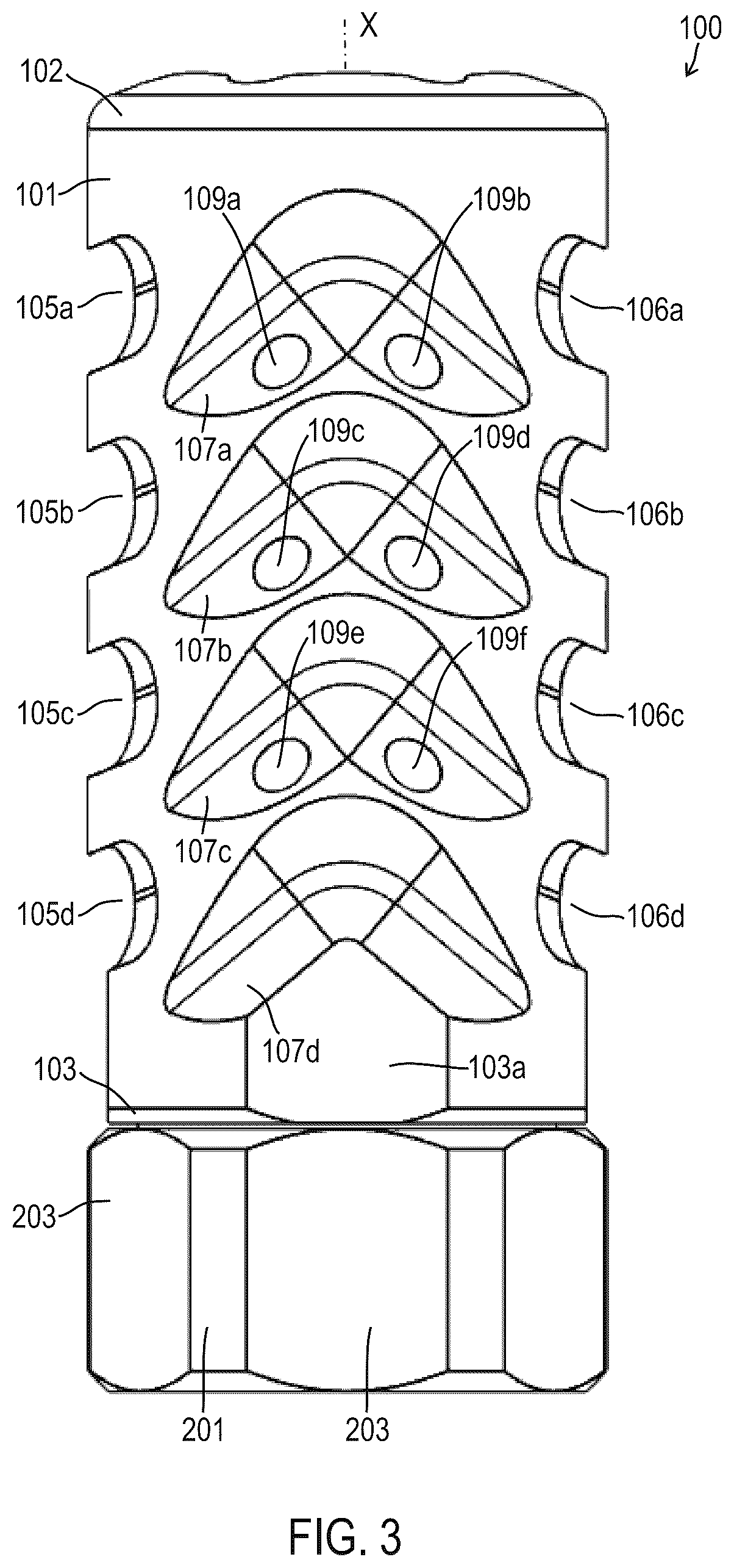 Patent US12359886 Figure 3 – Muzzle device assemblies