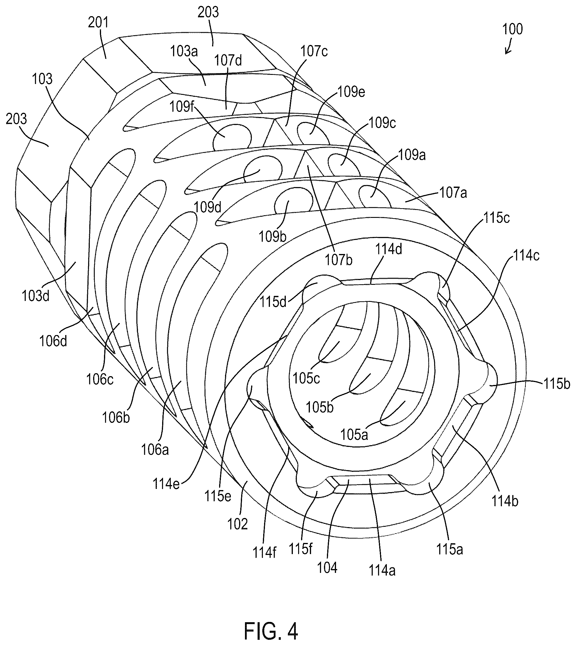 Patent US12359886 Figure 4 – Muzzle device assemblies