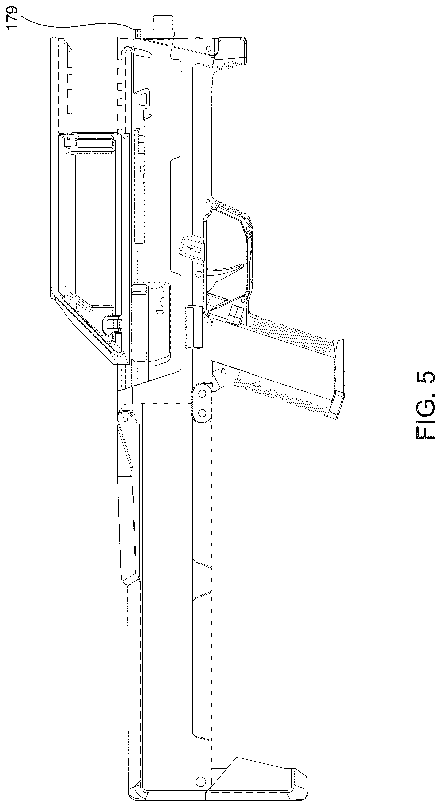 Patent US12359889 Figure 5 – Foldable firearm