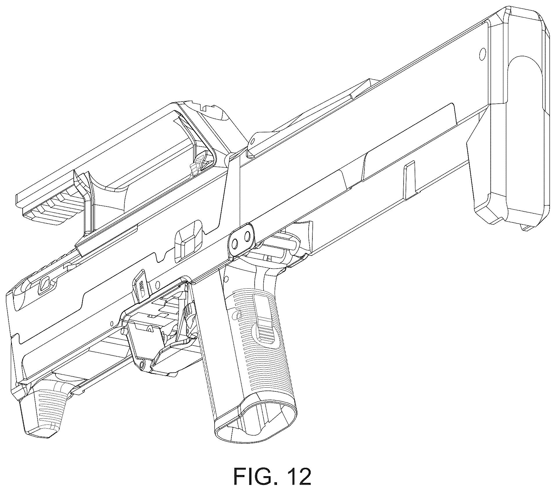 Patent US12359889 Figure 12 – Foldable firearm