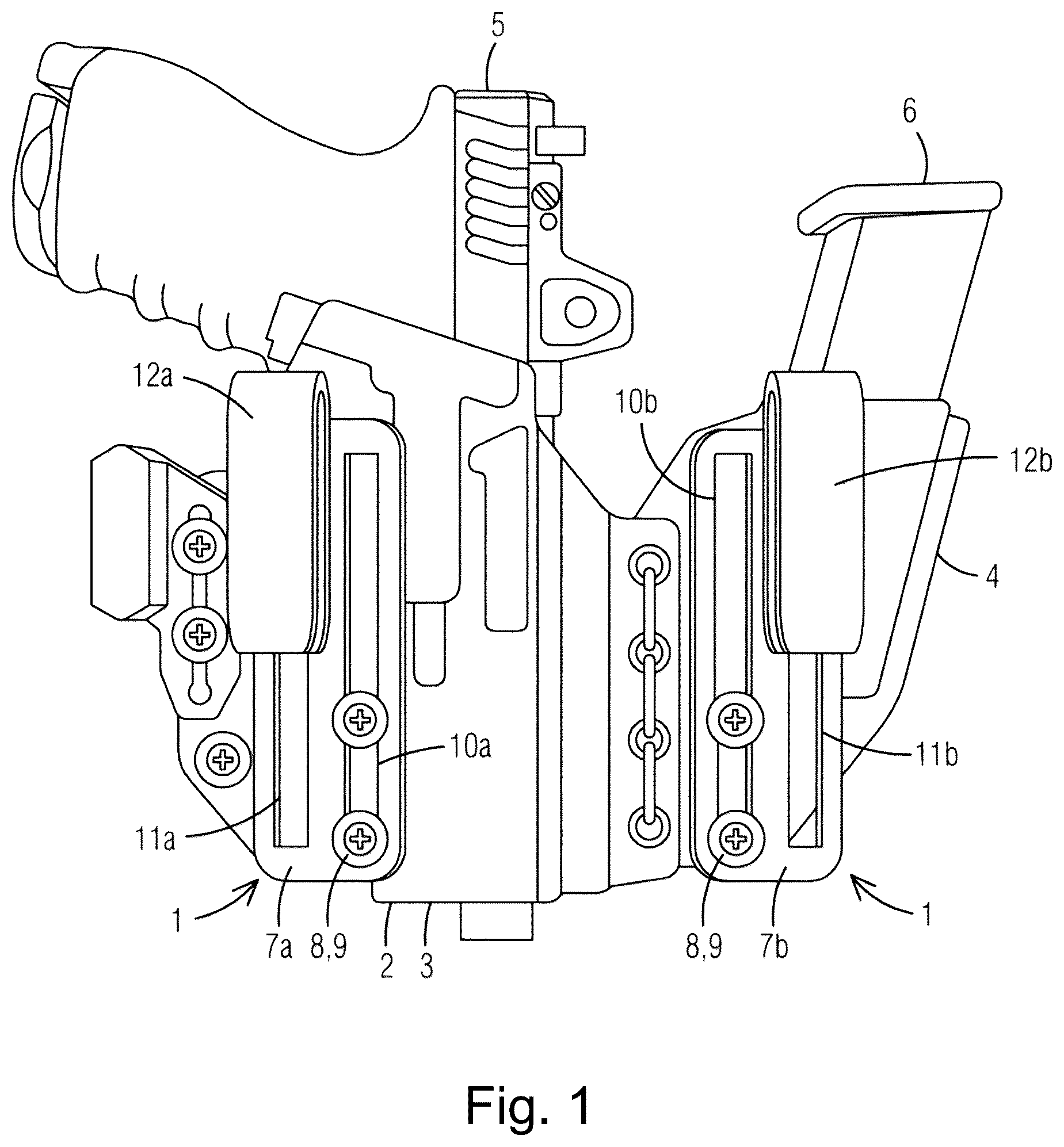 Patent US12359891 Figure 1 – Adjustable clip system for holsters and sheaths