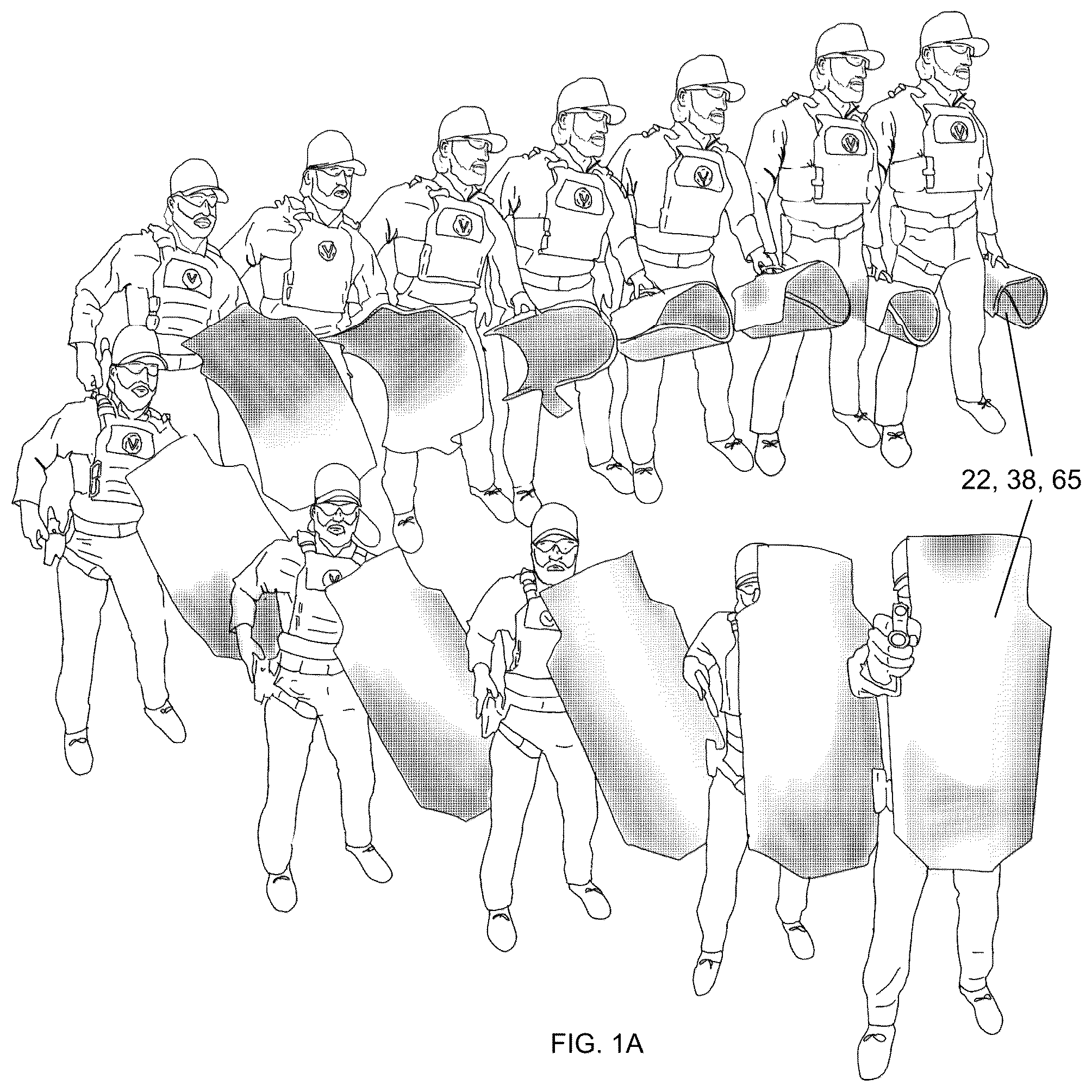 Patent US12359895 Figure 1 – Compact handgun protection ballistic shield