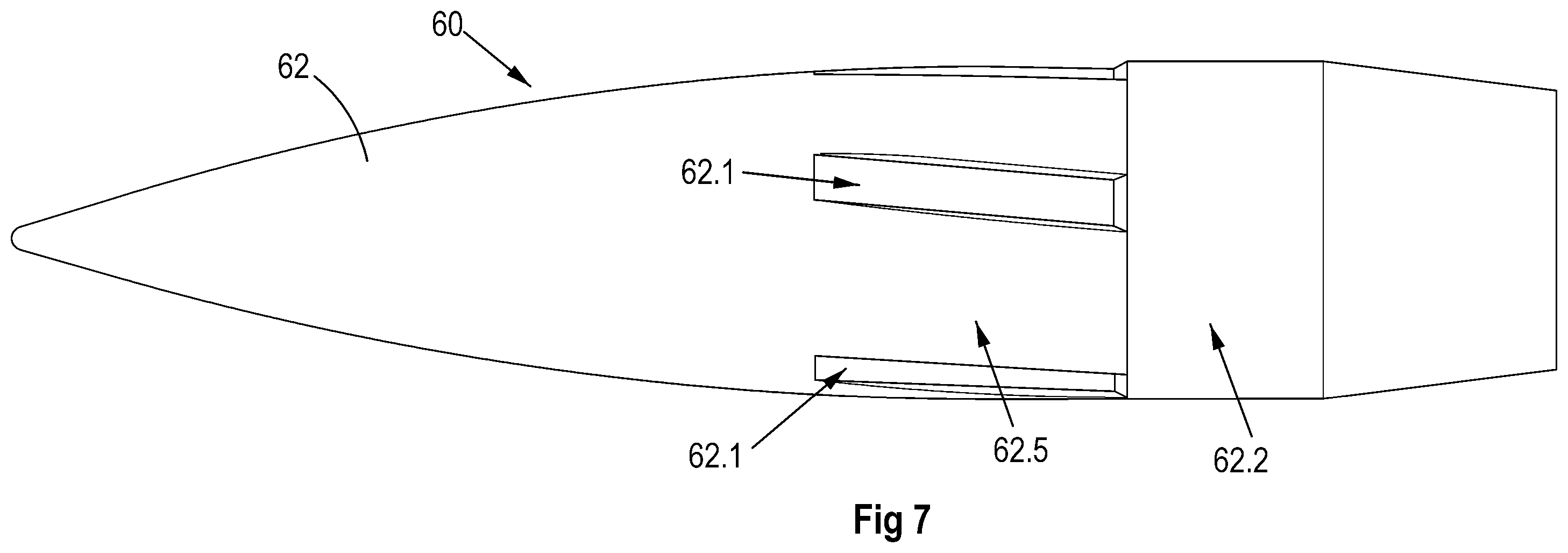 Patent US12359898 Figure 7 – Rifle cartridge and rifle bullet