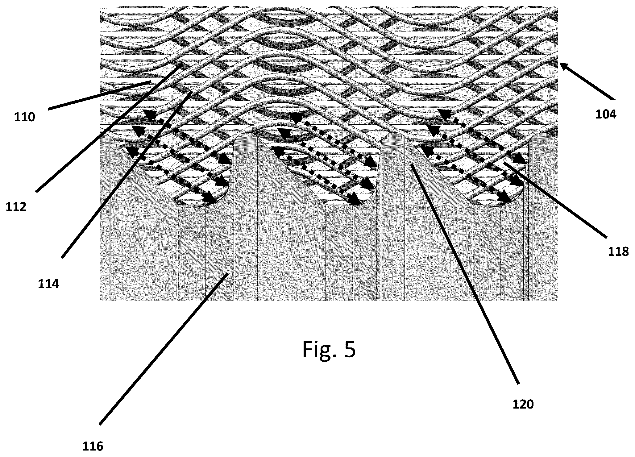 Patent US12359900 Figure 5 – Composite sabot comprising angled undulated fibers, system, and methods of making and using the same