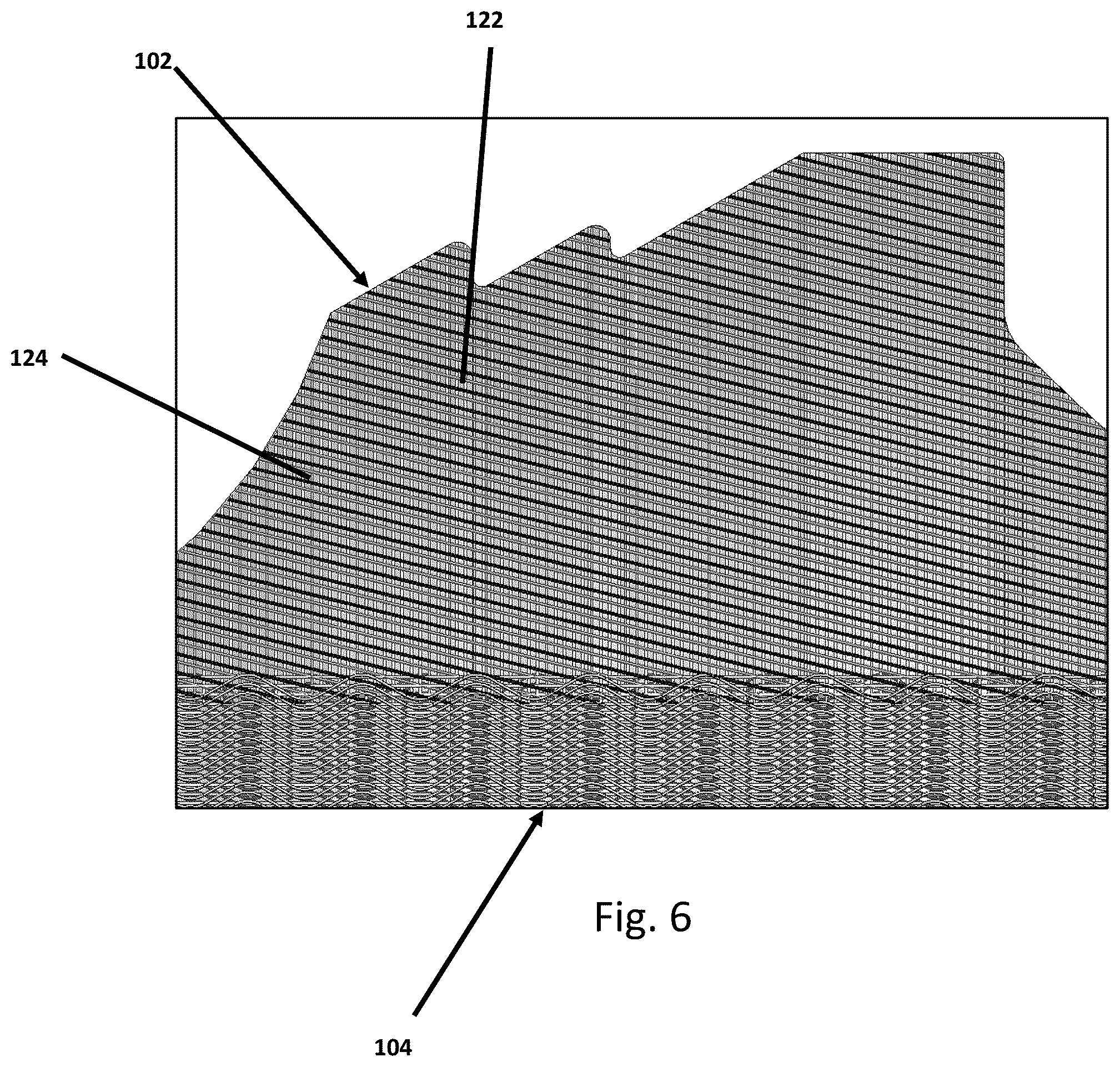 Patent US12359900 Figure 6 – Composite sabot comprising angled undulated fibers, system, and methods of making and using the same