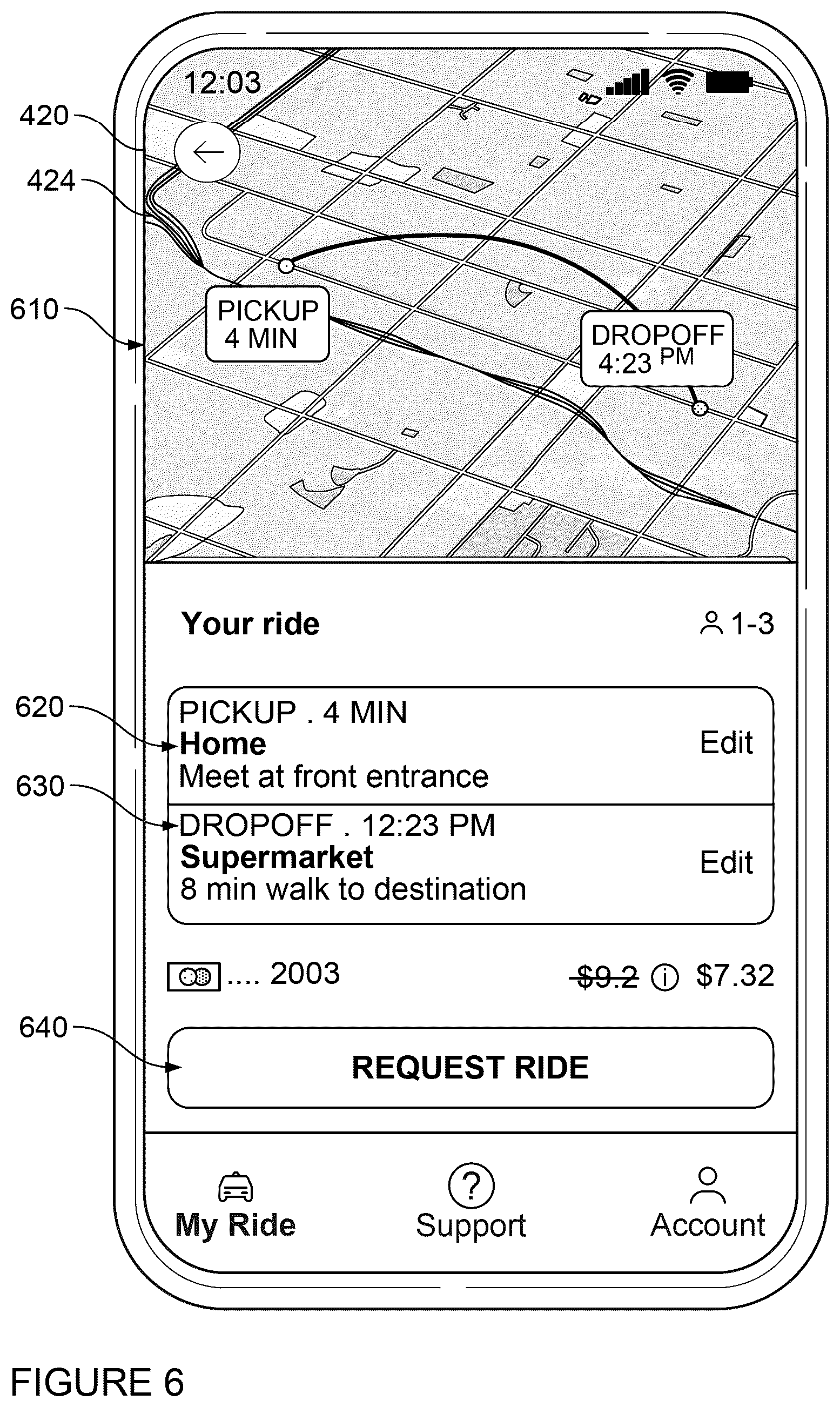 Patent US12359932 Figure 7 – Establishing routines for autonomous vehicle transportation services