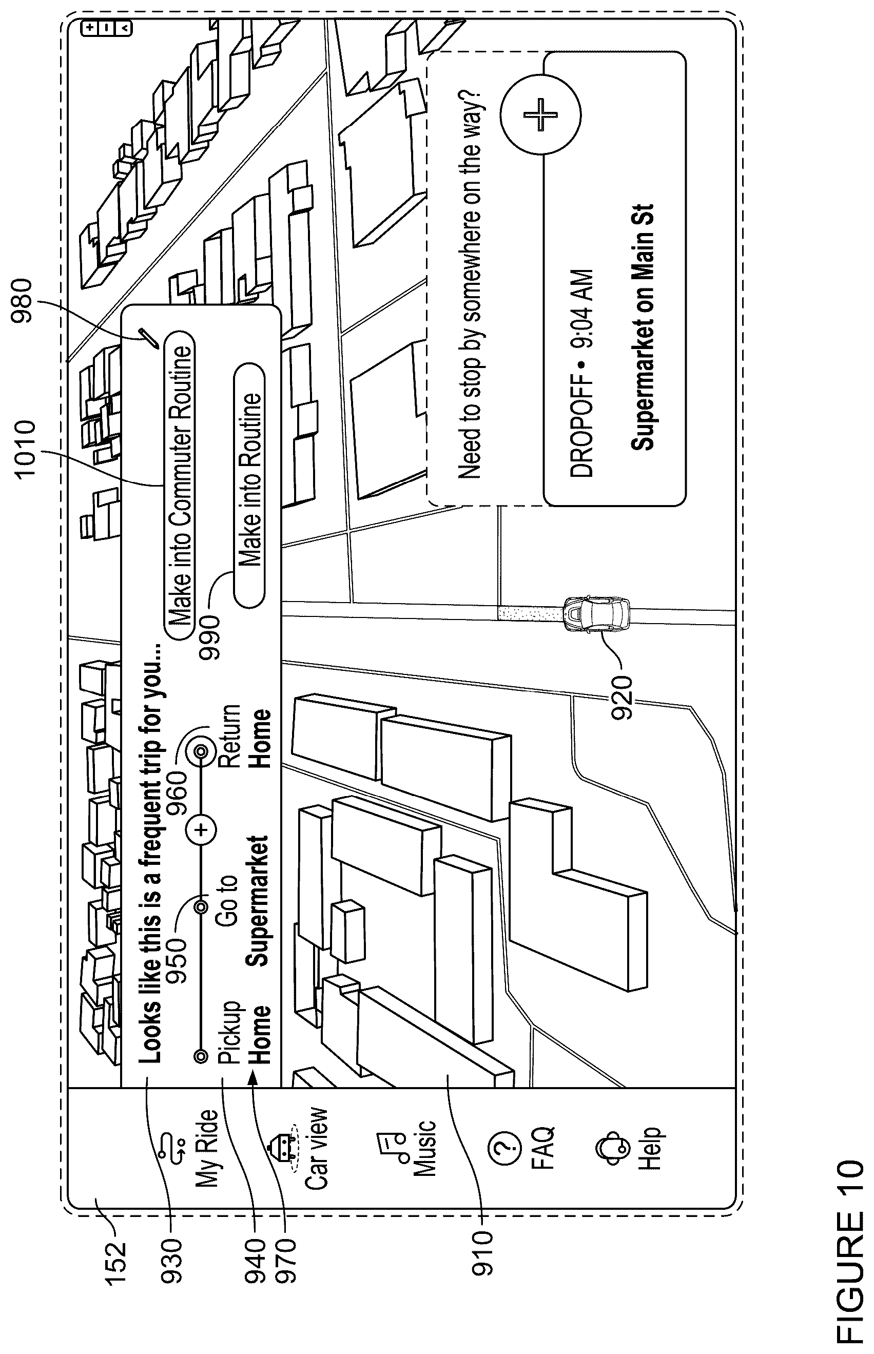 Patent US12359932 Figure 11 – Establishing routines for autonomous vehicle transportation services