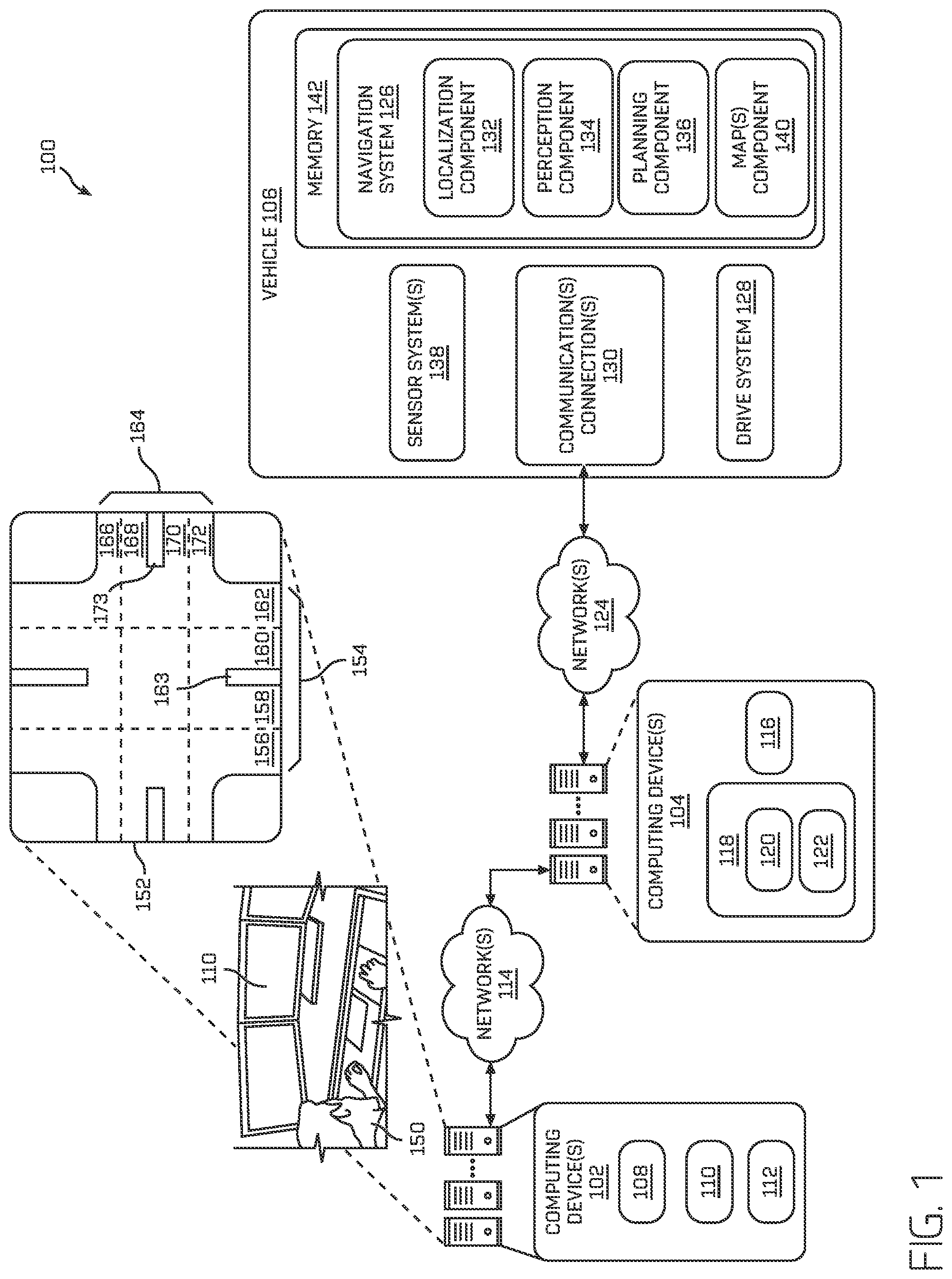 Patent US12359934 Figure 1 – Validation of a road network map based on location bounded rules