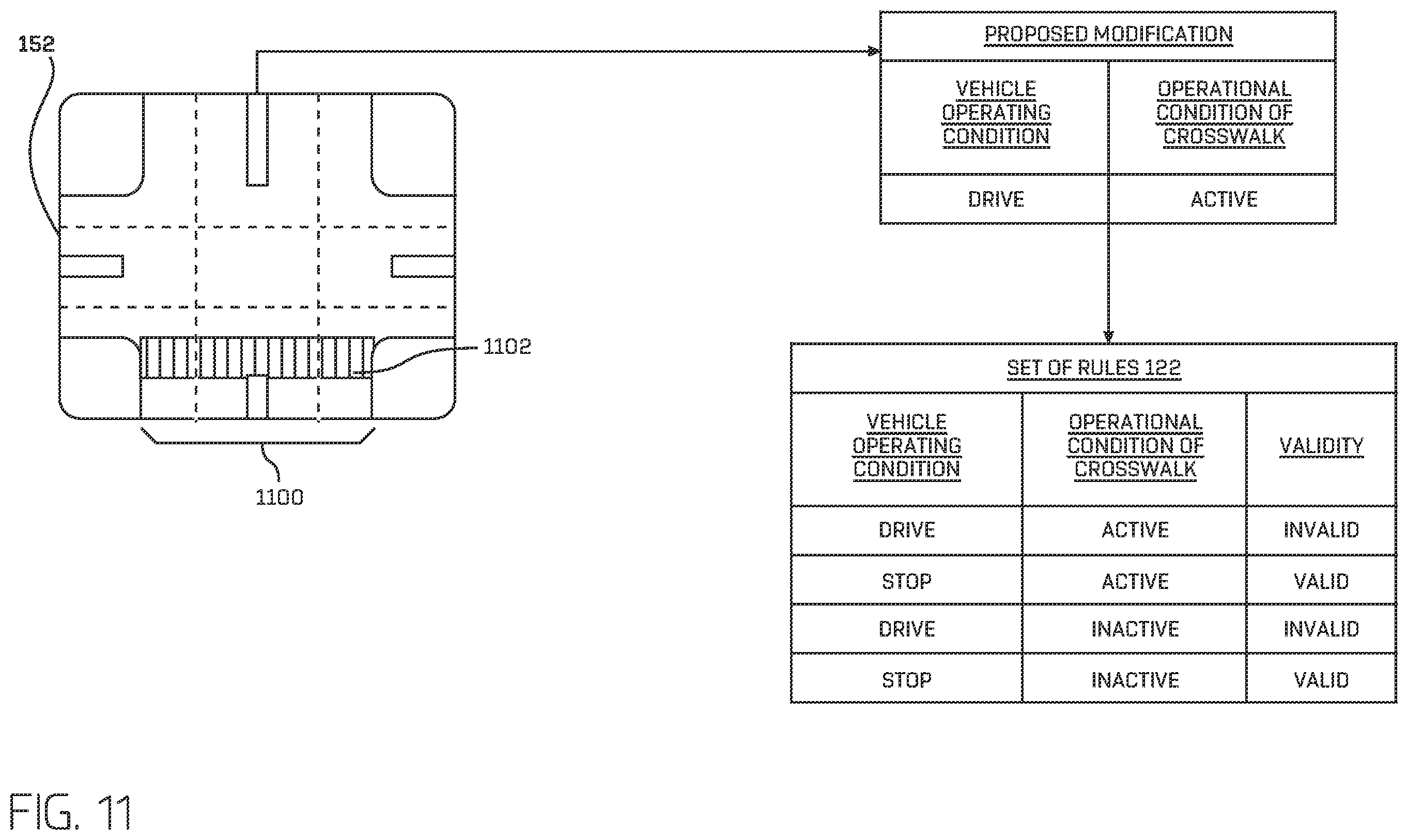 Patent US12359934 Figure 11 – Validation of a road network map based on location bounded rules