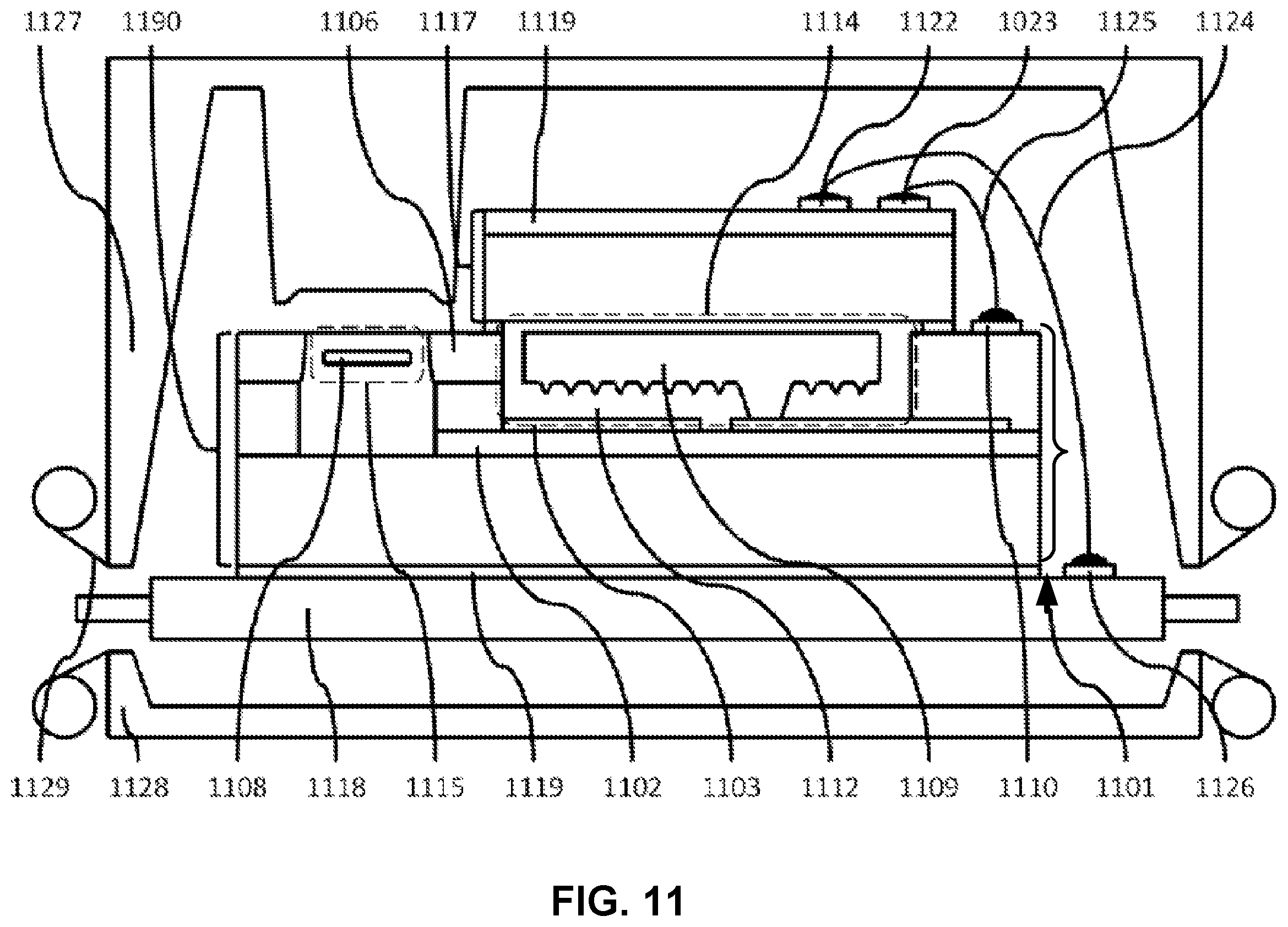 Patent US12359994 Figure 11 – Semiconductor die with pressure and acceleration sensor elements