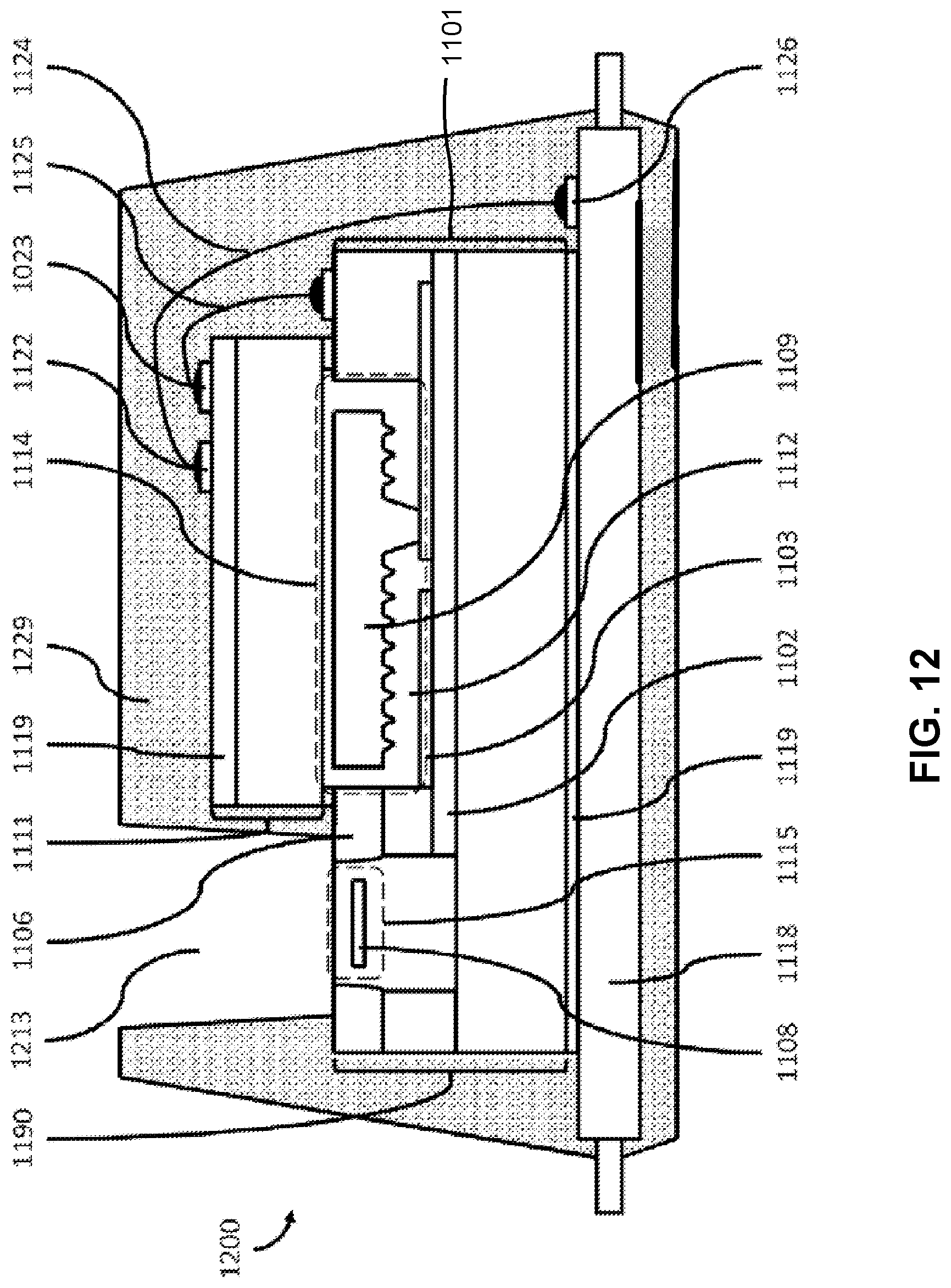 Patent US12359994 Figure 12 – Semiconductor die with pressure and acceleration sensor elements