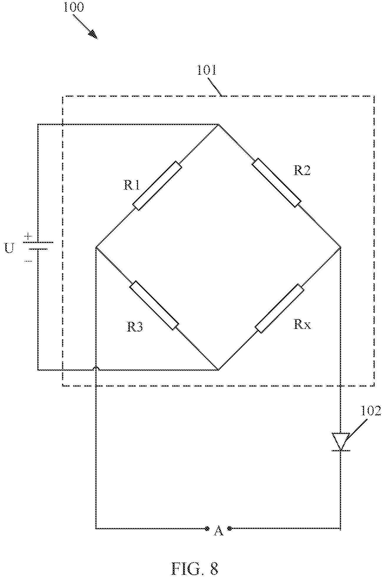 Patent US12359995 Figure 6 – Pressure sensor and electronic device having a second output terminal of a wheatstone bridge and a second terminal of a heat emitting diode being configured for outputting electrical signals