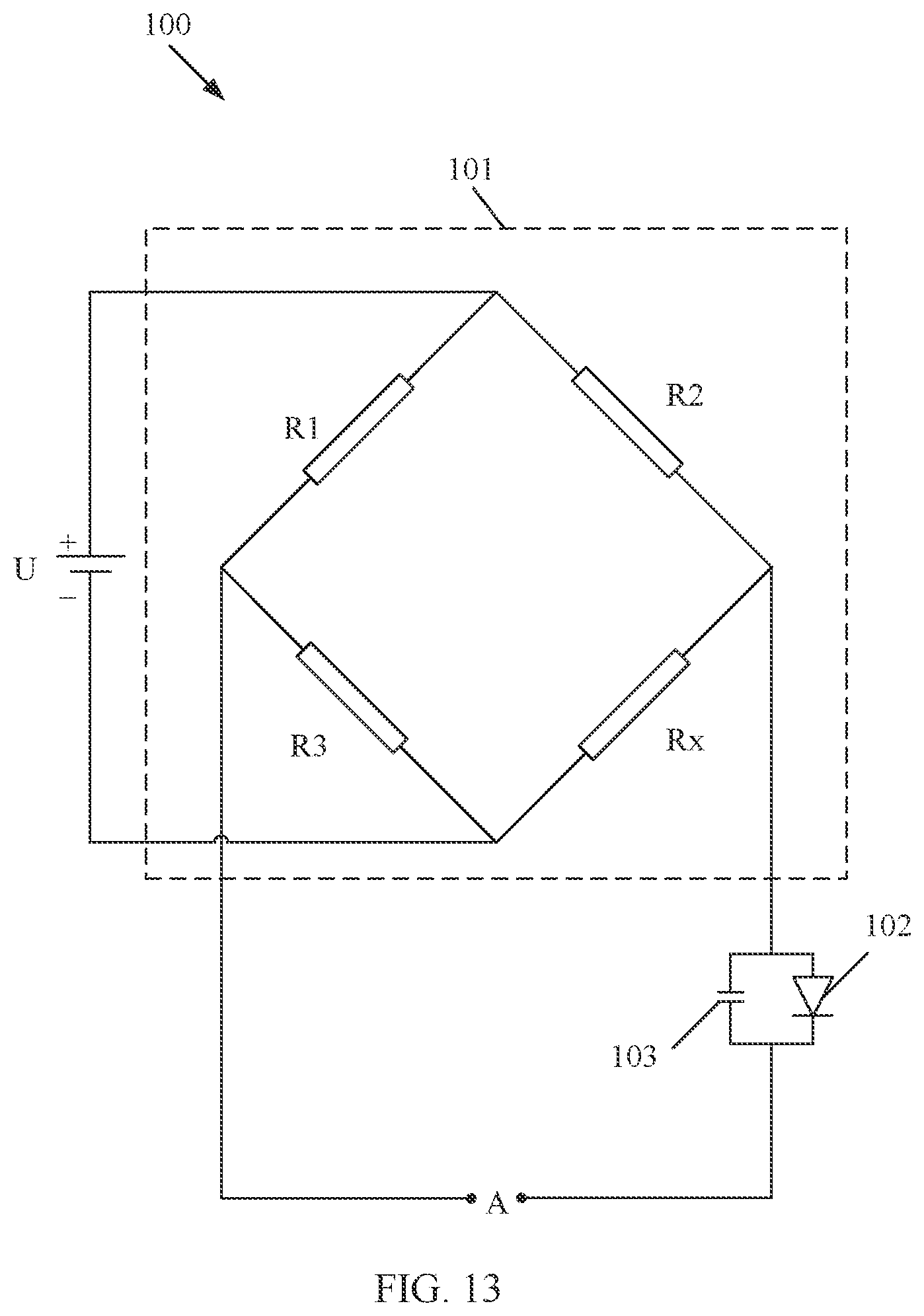 Patent US12359995 Figure 10 – Pressure sensor and electronic device having a second output terminal of a wheatstone bridge and a second terminal of a heat emitting diode being configured for outputting electrical signals